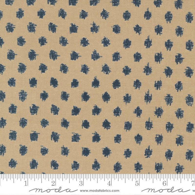Moda - SALE Yukata Dottie Ama Cotton Fabric - Khaki Indigo