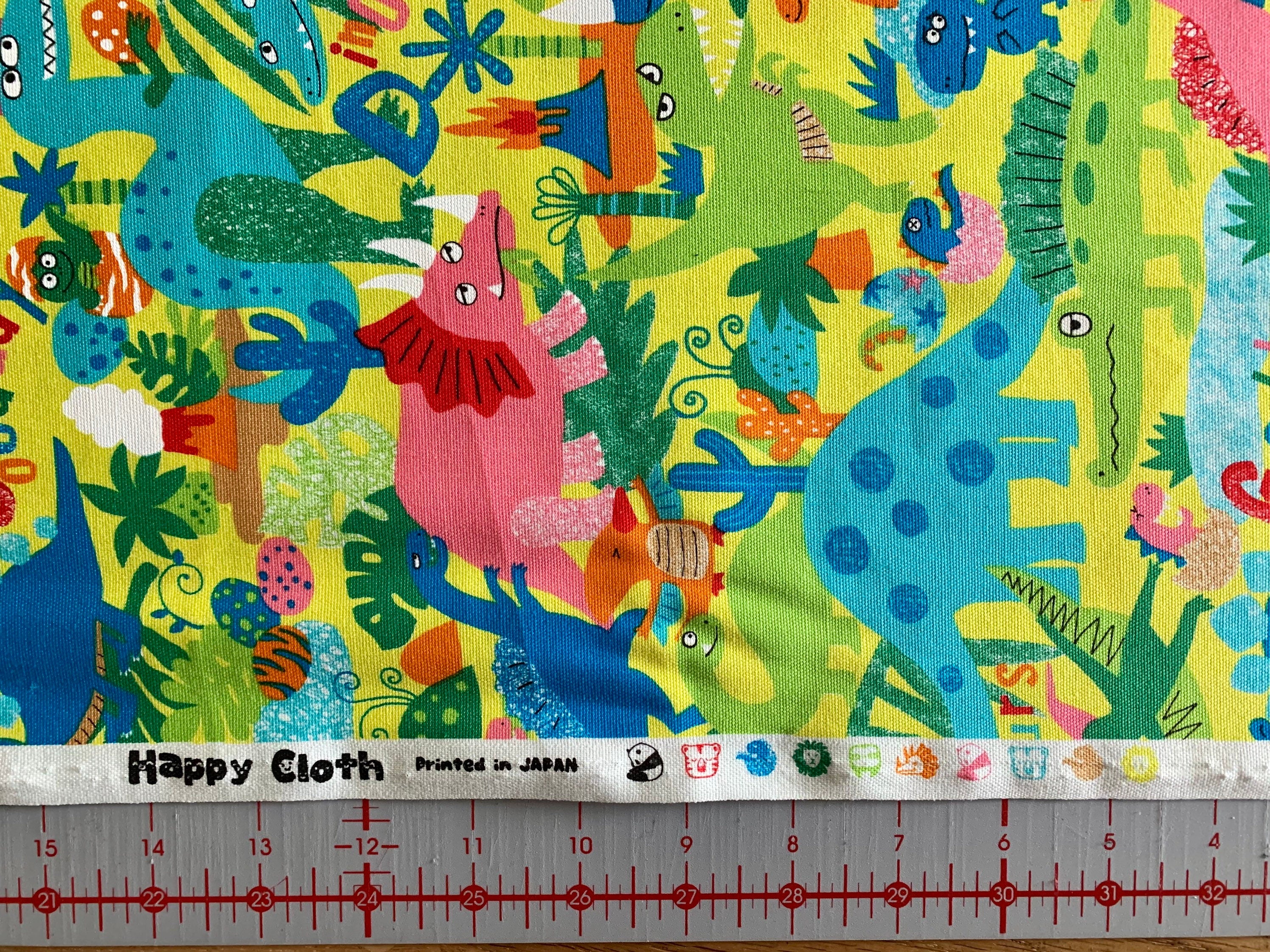 SALE Happy Cloth Dinosaurs Senyo Japanese cotton fabric SK-6300-3B chartreuse