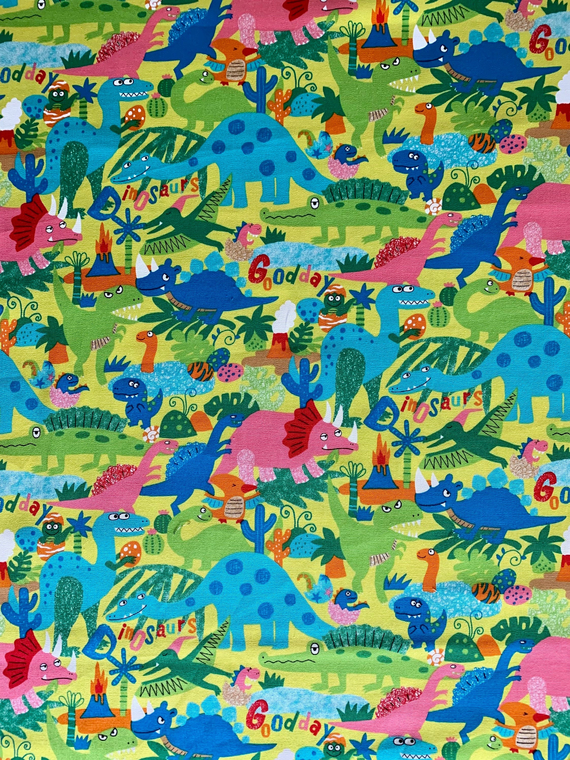Senyo - SALE Happy Cloth Dinosaurs Cotton Oxford - Chartreuse