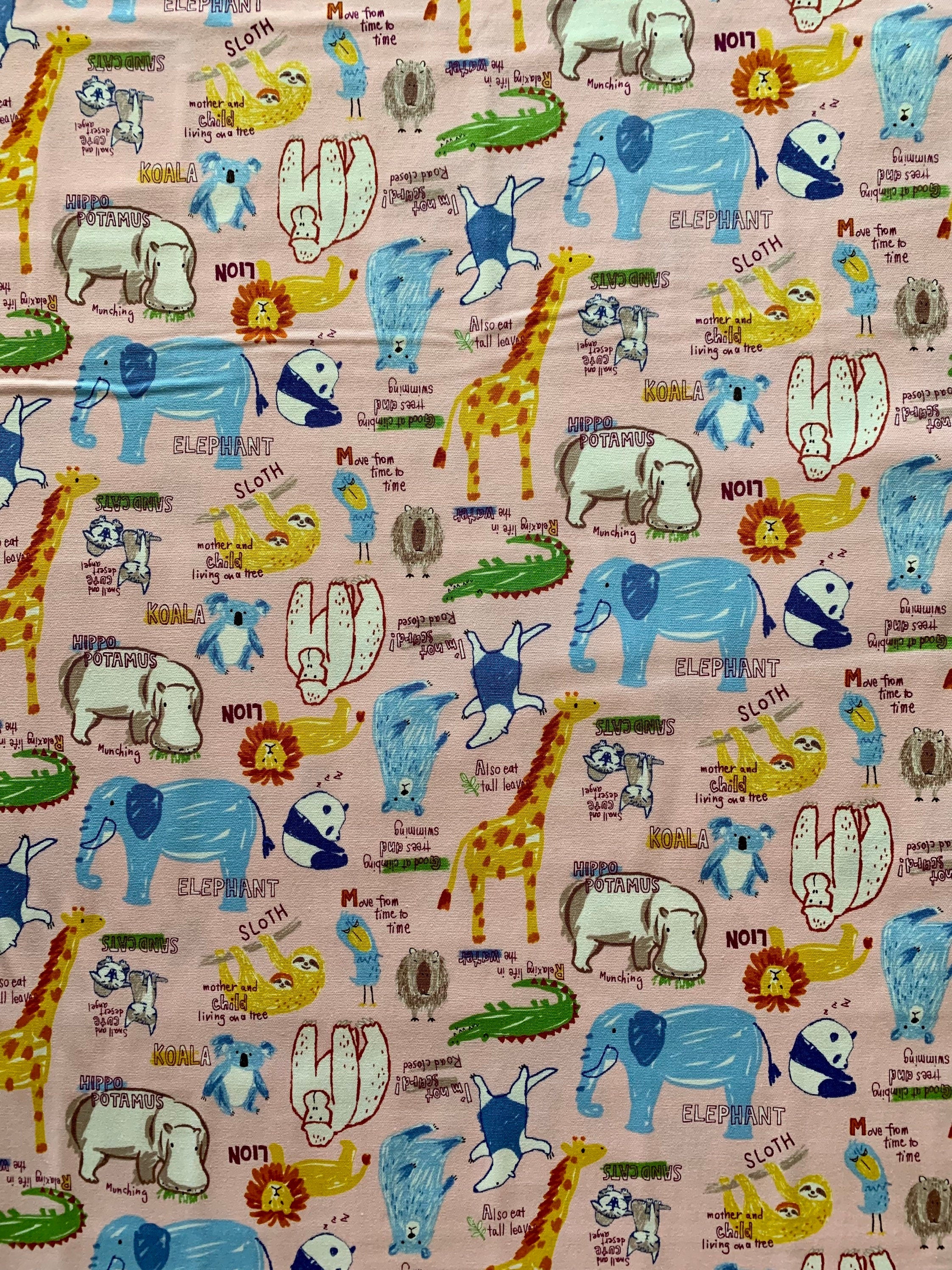 Senyo - SALE Happy Cloth Zoo Animals Cotton Oxford - Pink