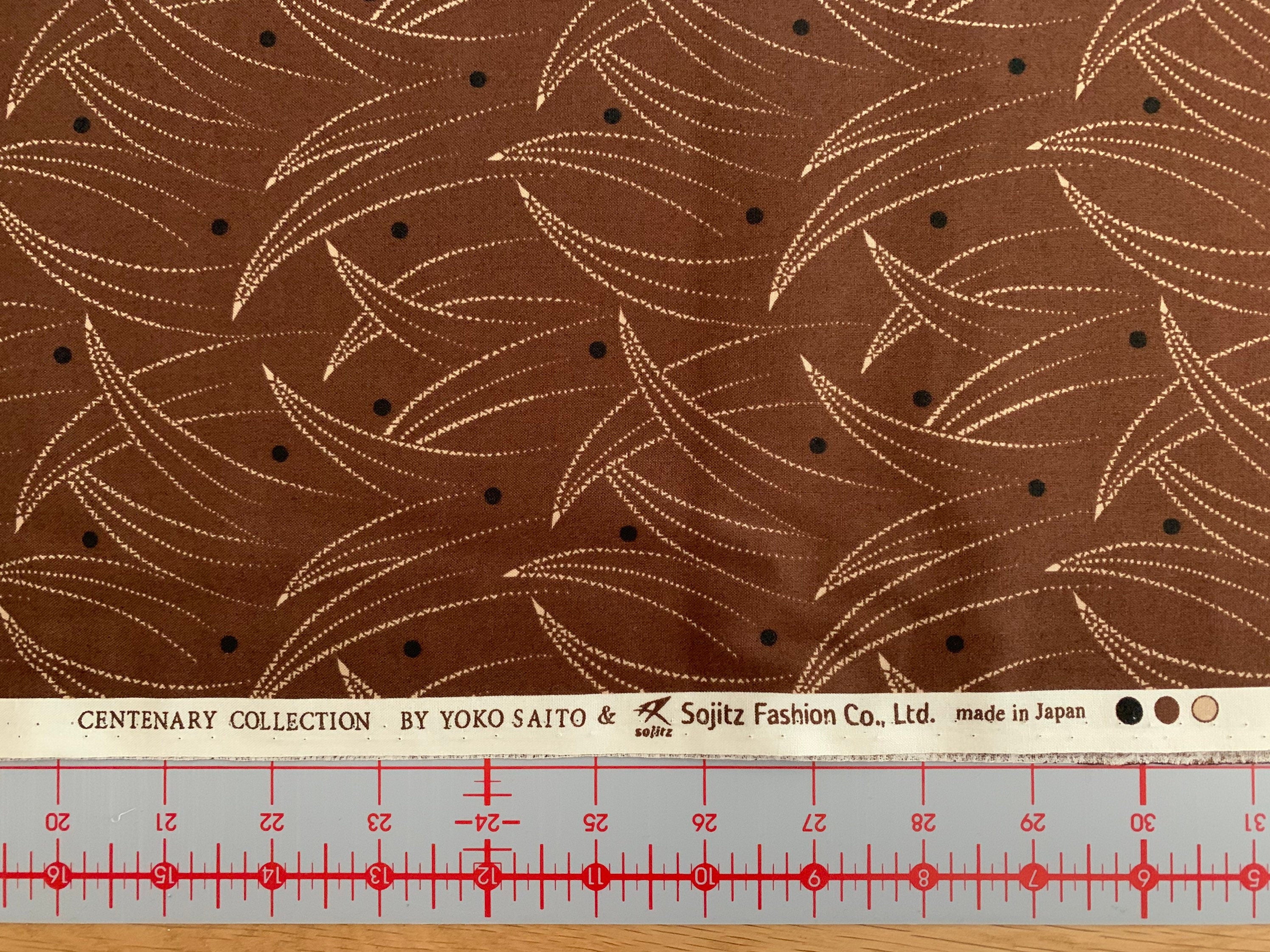 REMNANT Centenary Collection Japanese printed cotton taupe fabric CE10377S-D brown
