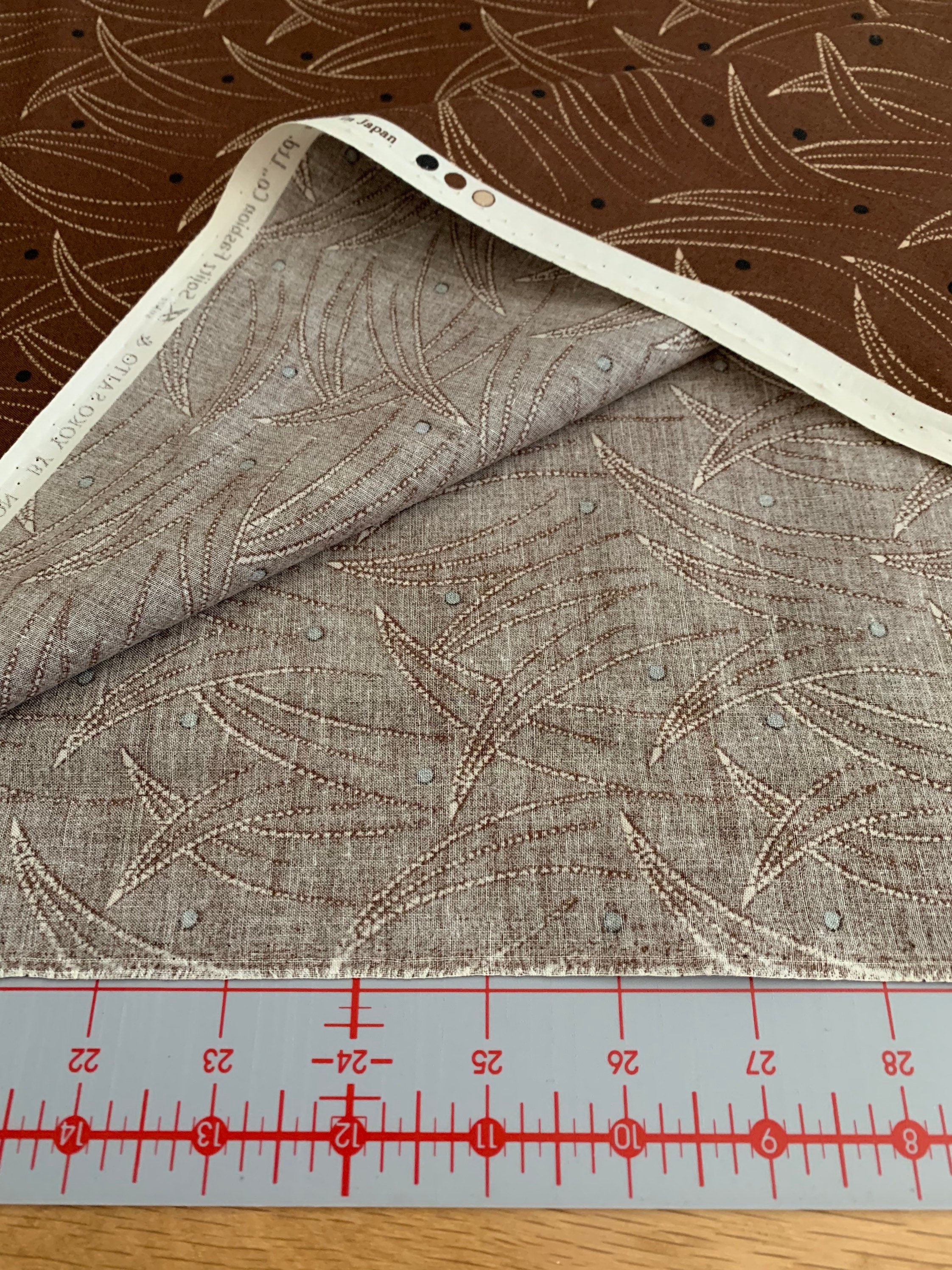 REMNANT Centenary Collection Japanese printed cotton taupe fabric CE10377S-D brown
