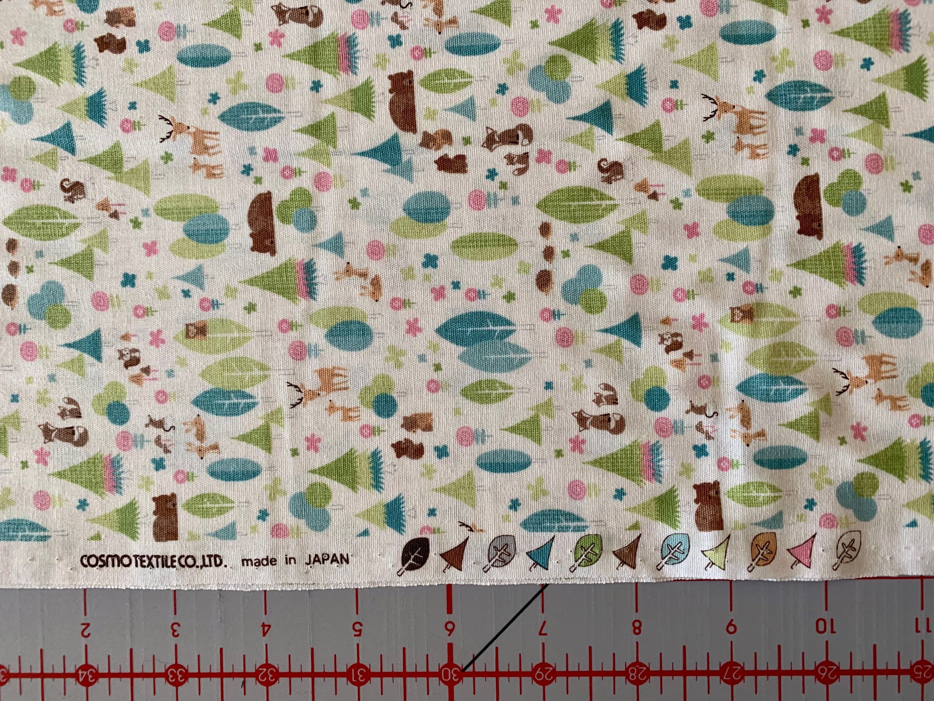 Cosmo - SALE Tiny Forest Cotton - White Blue Green Pink