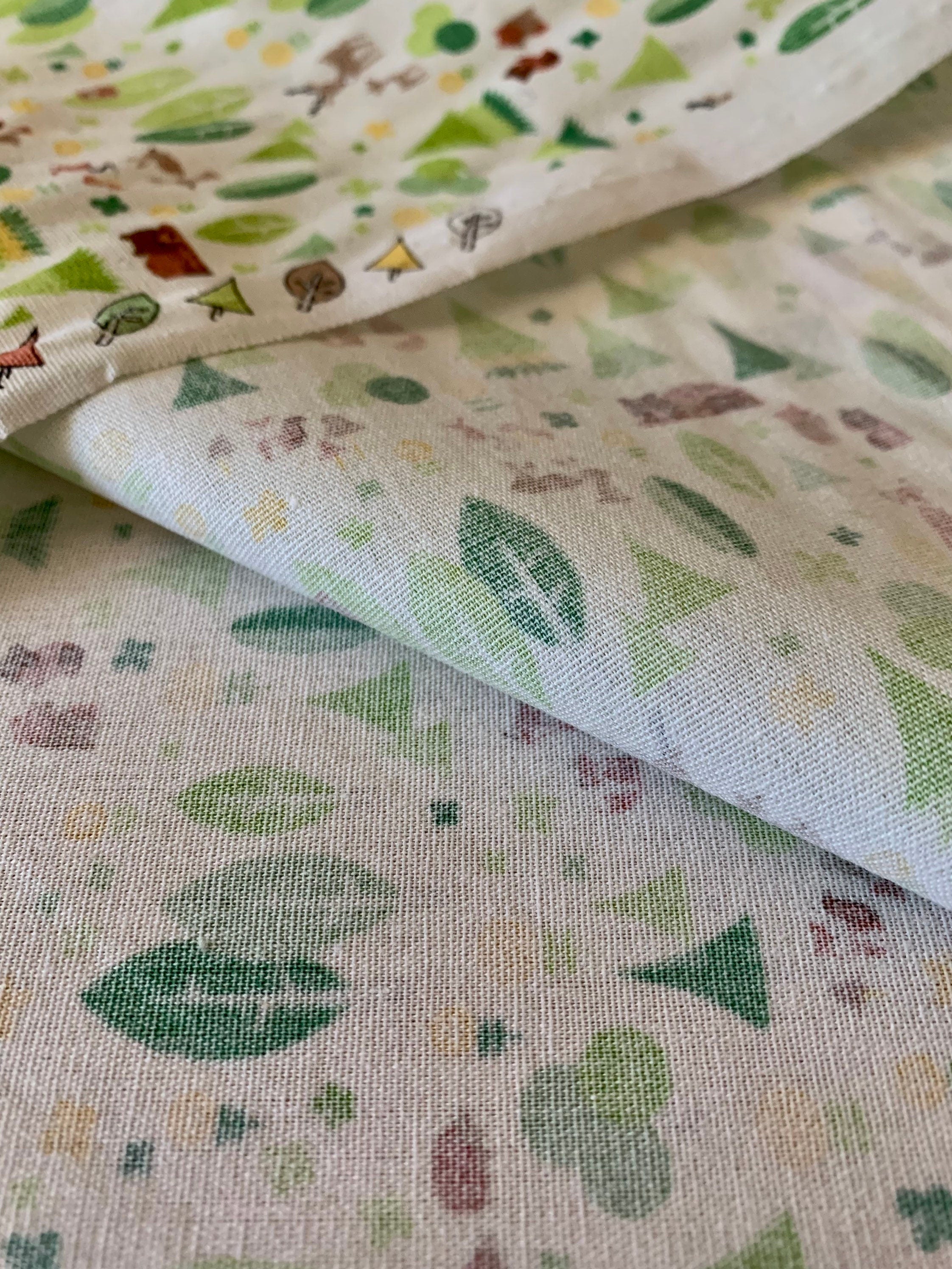Cosmo - SALE Tiny Forest Cotton - White Green Yellow