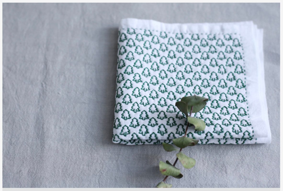 Yokota - Choucho Butterfly Cotton Sashiko Fukin Sampler Cloth - White