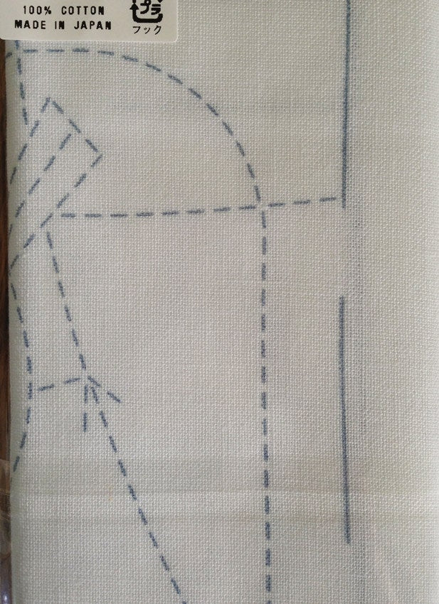 Olympus - Plum Blossom and Nightingale Cotton Sashiko Sampler Cloth - White