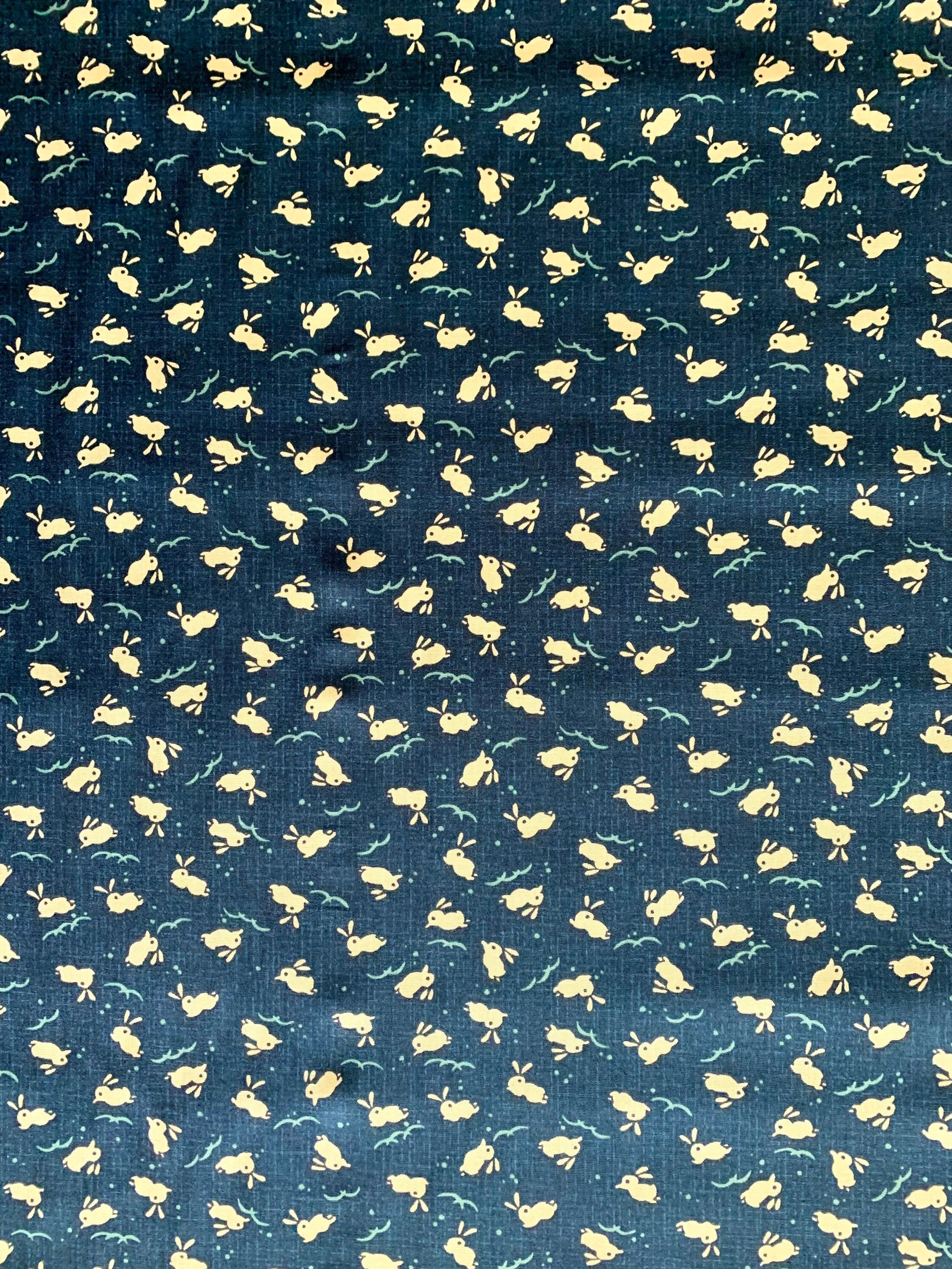 Cute Bunnies Japanese cotton fabric KW-3376-2A blue