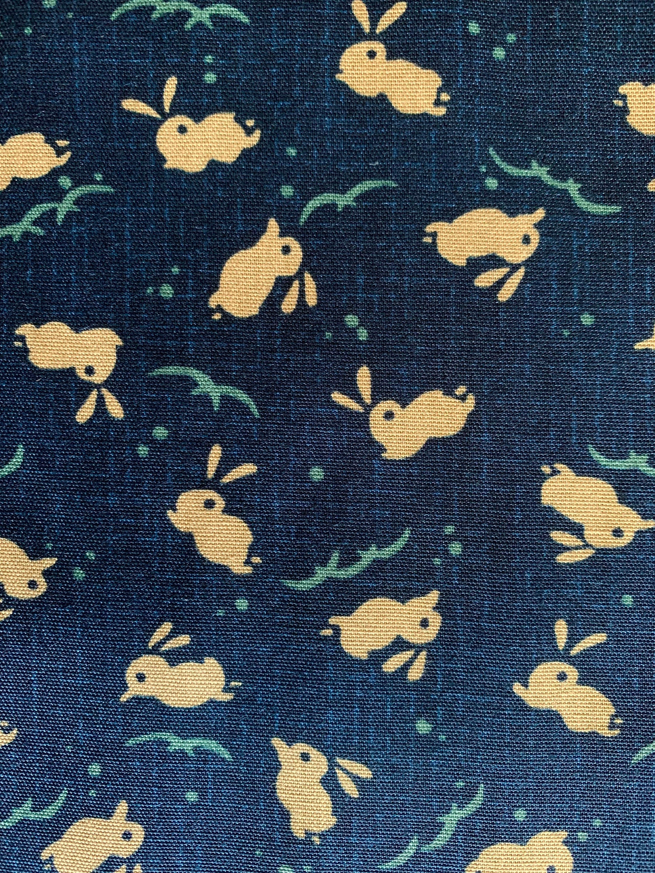Cute Bunnies Japanese cotton fabric KW-3376-2A blue