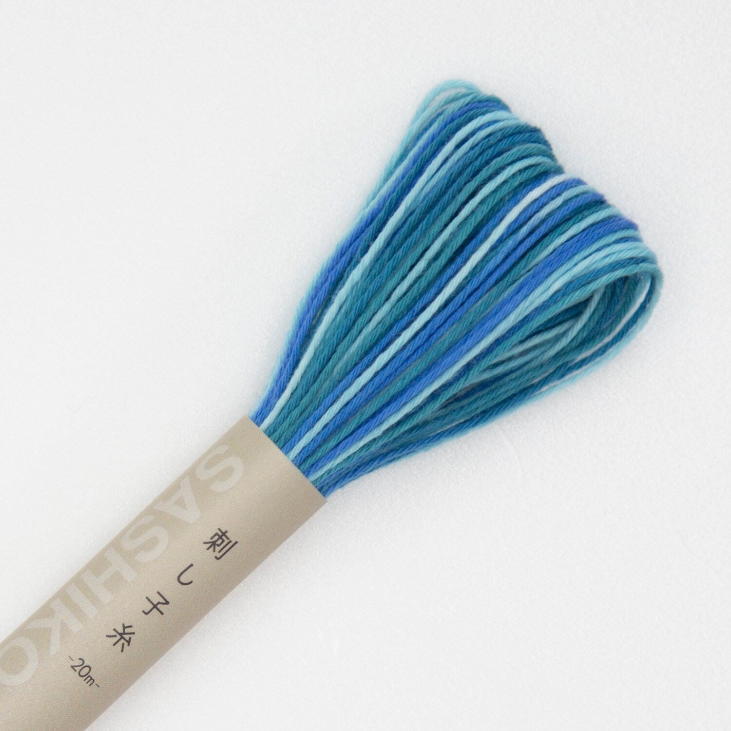 Olympus - Cotton Sashiko Thread 20m Skein - Color #72 Variegated Ocean Blue Green