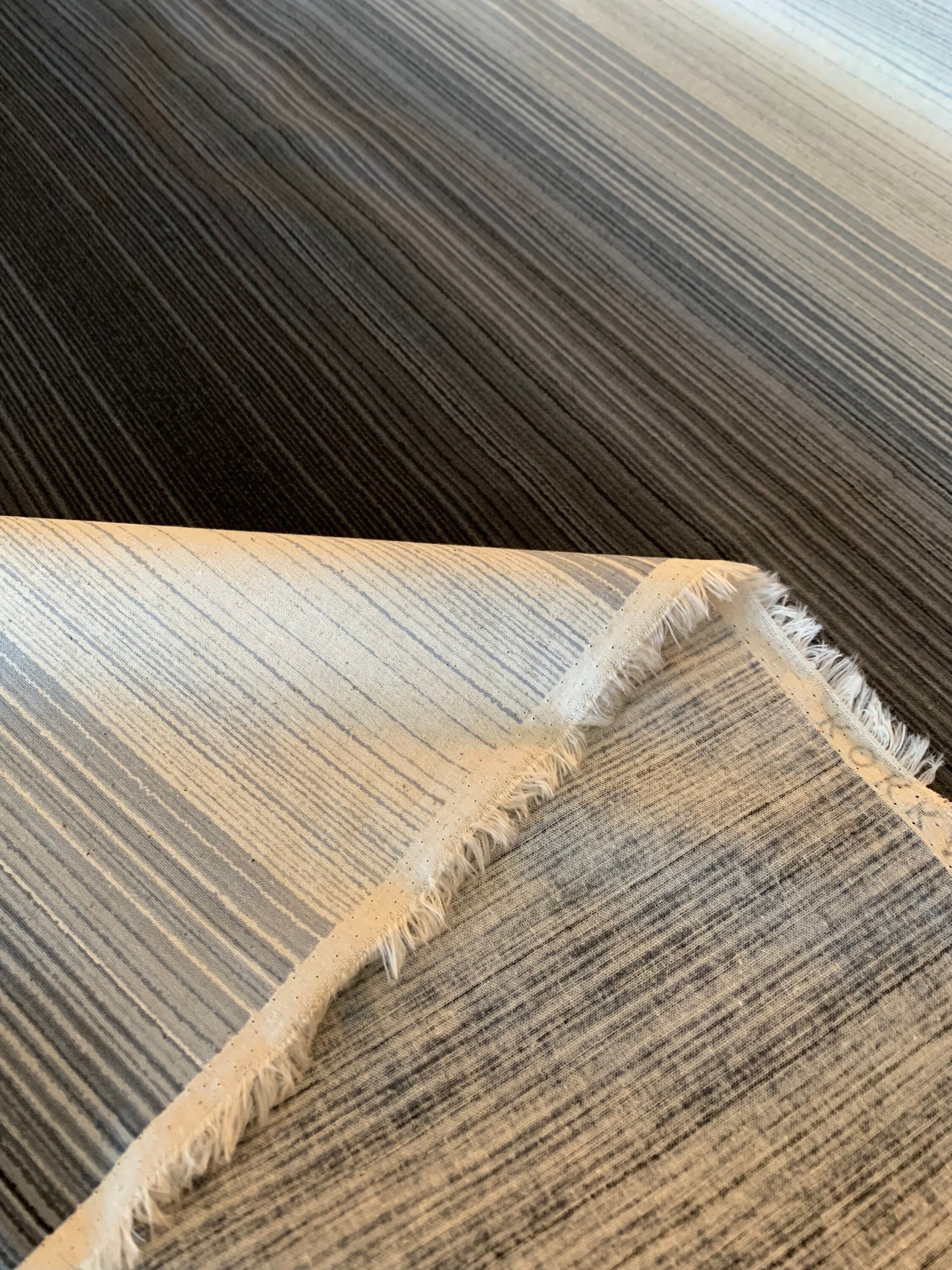 Kokka Ombre Stripe Japanese cotton linen fabric YFA-41020-1B gray beige