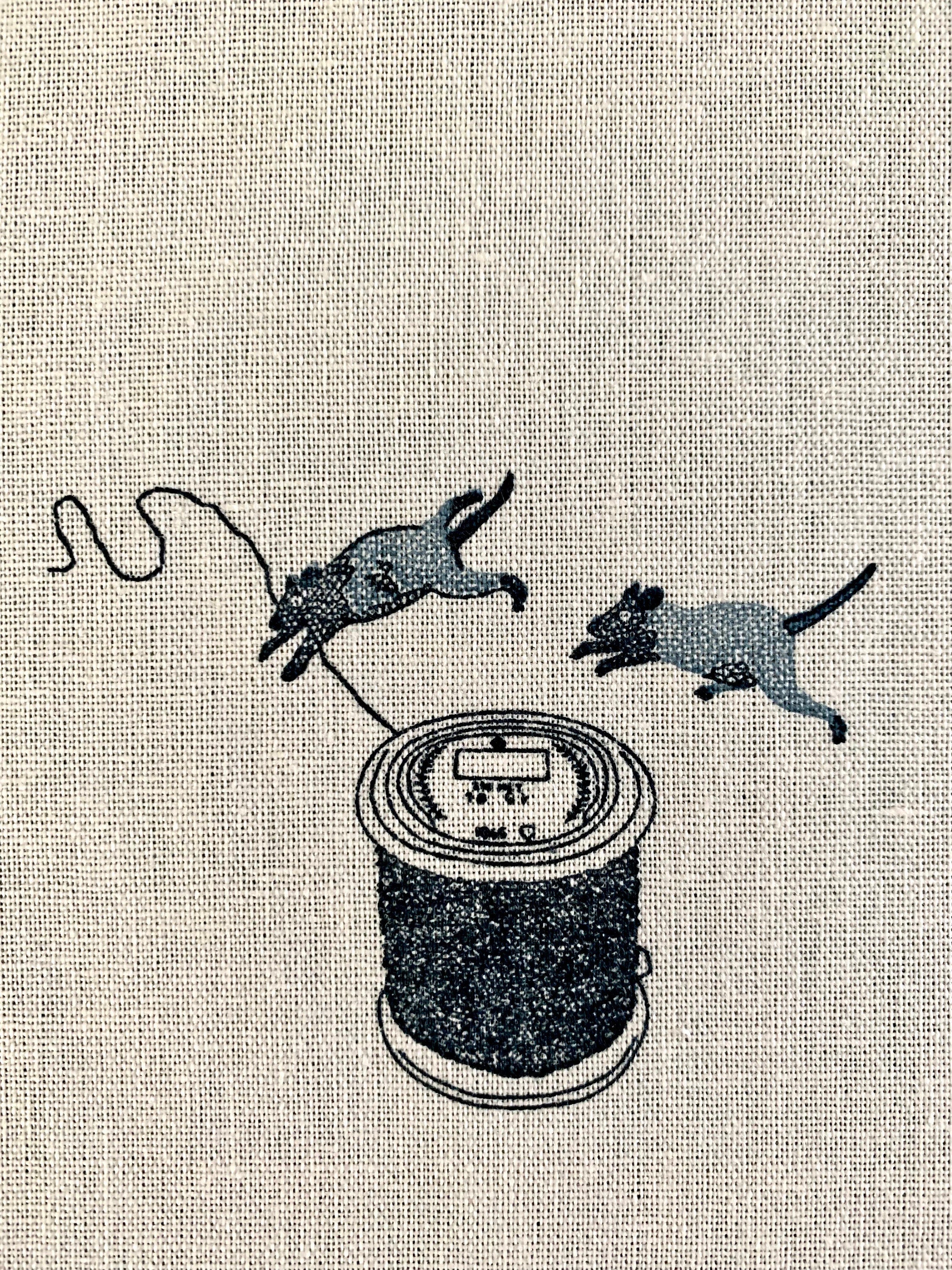Koizumi - SWATCHES Purr-Fect Stitches Cats with Sewing Machines Cotton/Linen Canvas