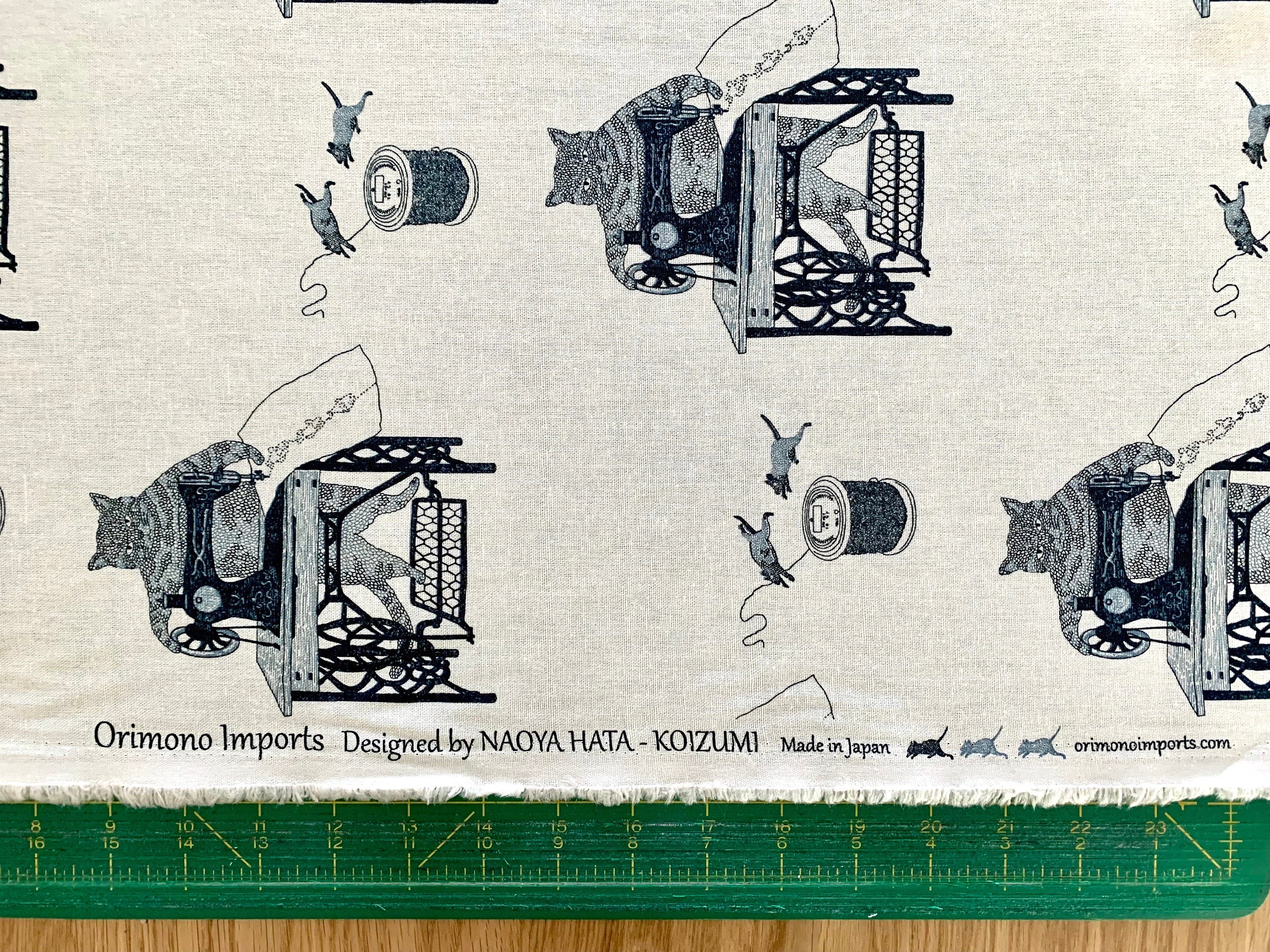 Koizumi - SWATCHES Purr-Fect Stitches Cats with Sewing Machines Cotton/Linen Canvas