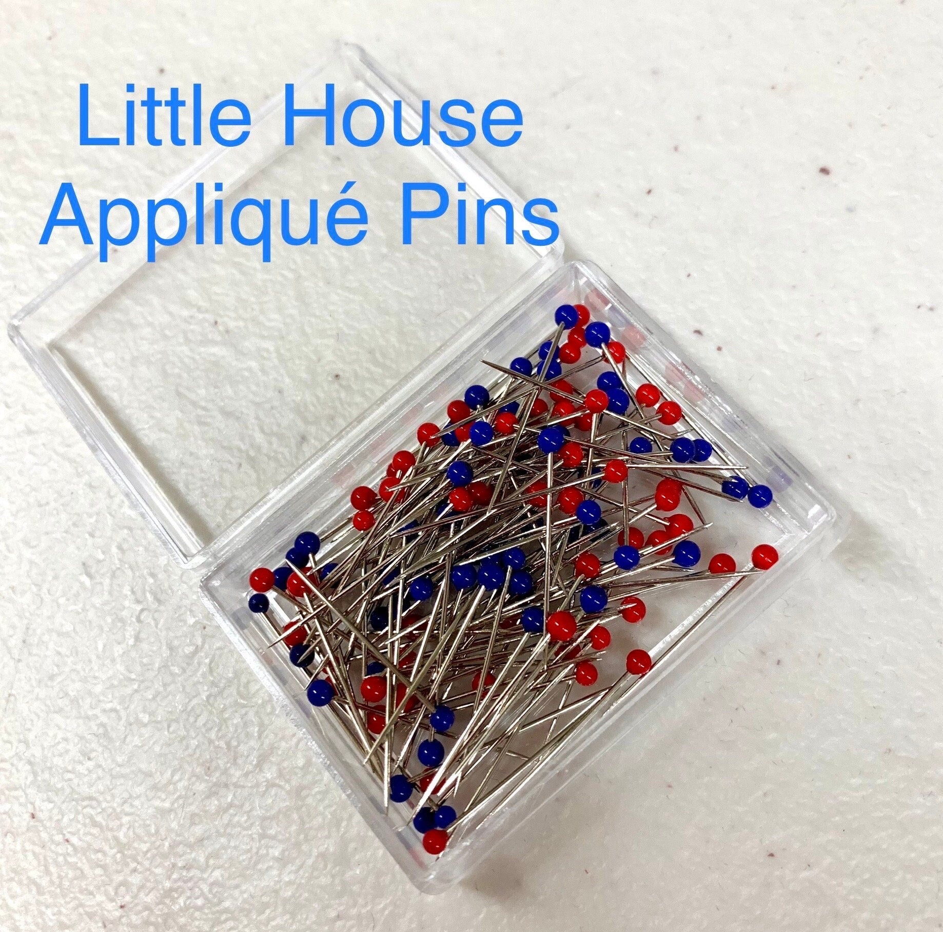 Little House - Appliqué Glass Head Pins - Red Blue