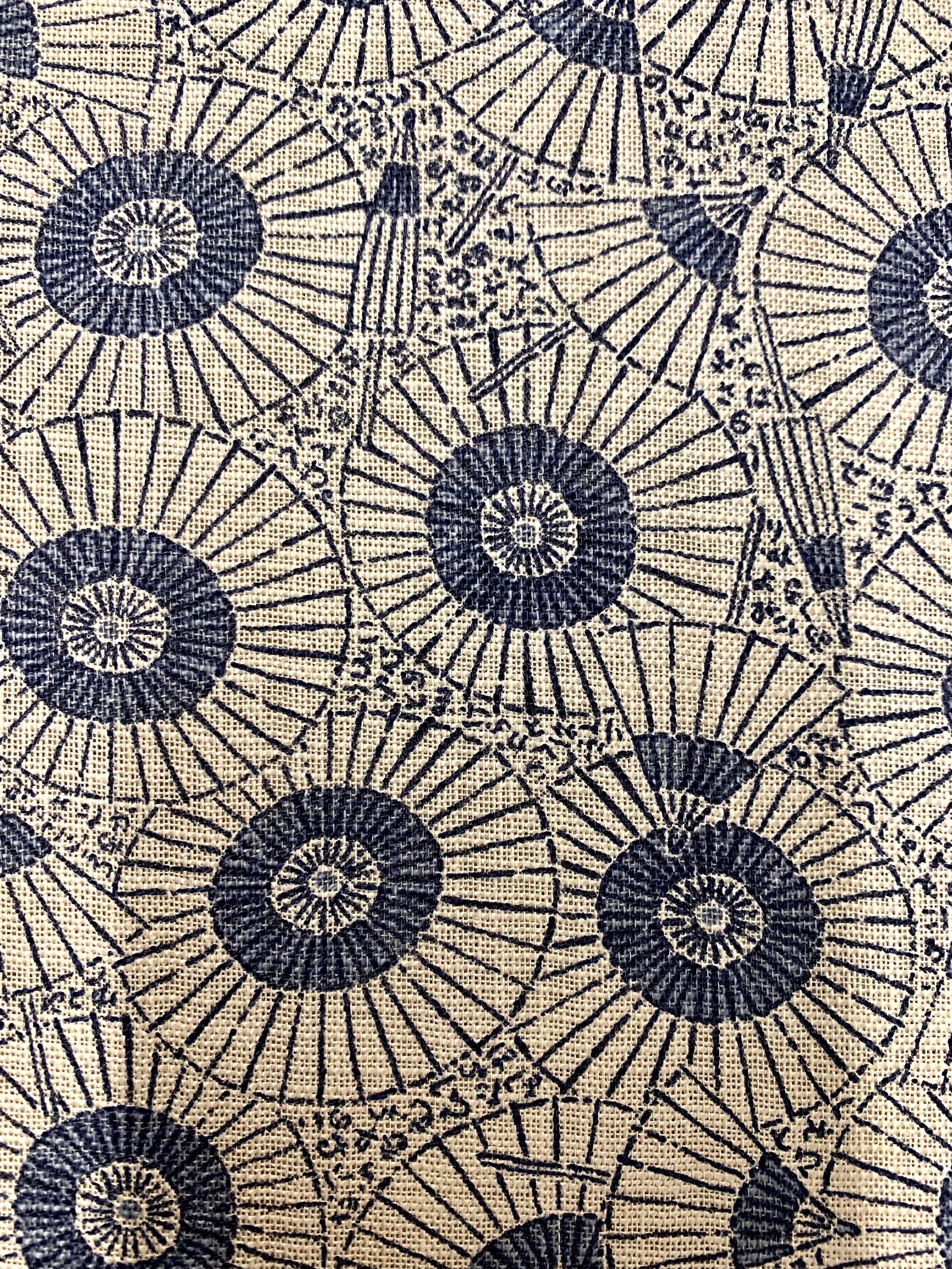 Sevenberry Vintage Parasols Japanese cotton fabric 83046-1-3 beige blue