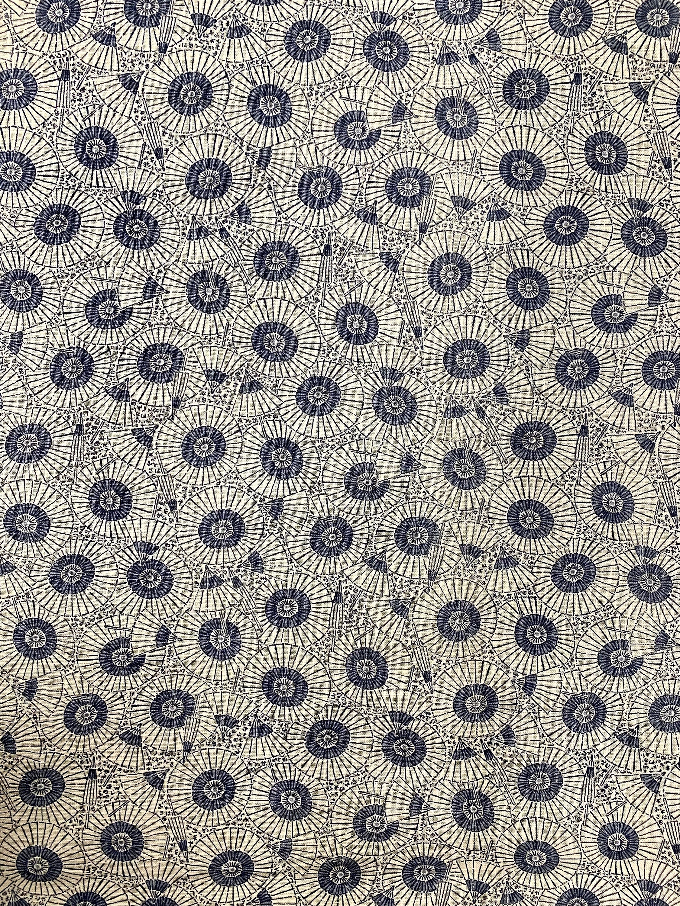 Sevenberry Vintage Parasols Japanese cotton fabric 83046-1-3 beige blue
