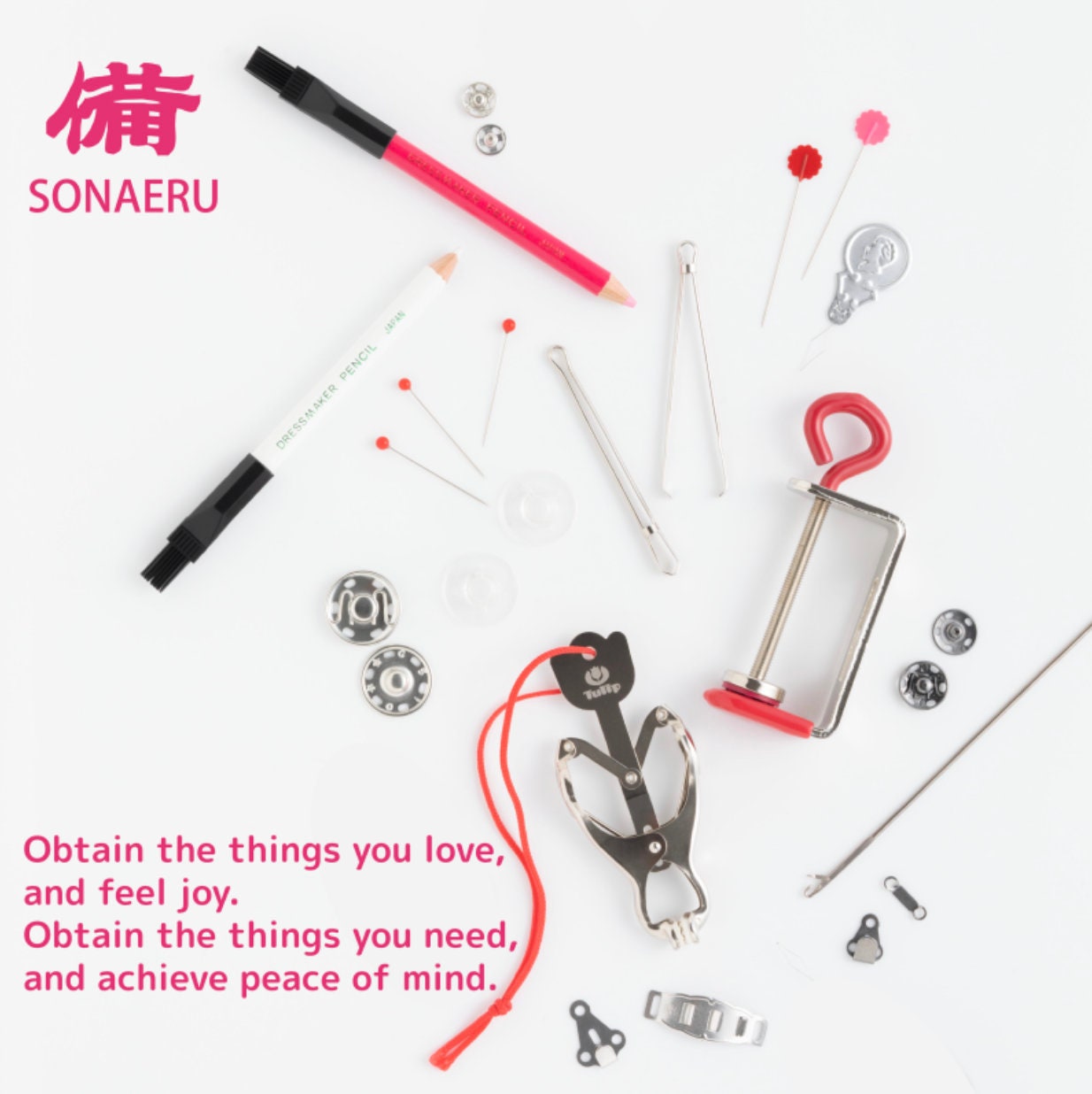 Tulip SONAERU 備 18 Cellulose-Head Pins Flower shape for thick fabric SC-025 yellow white red green pink blue