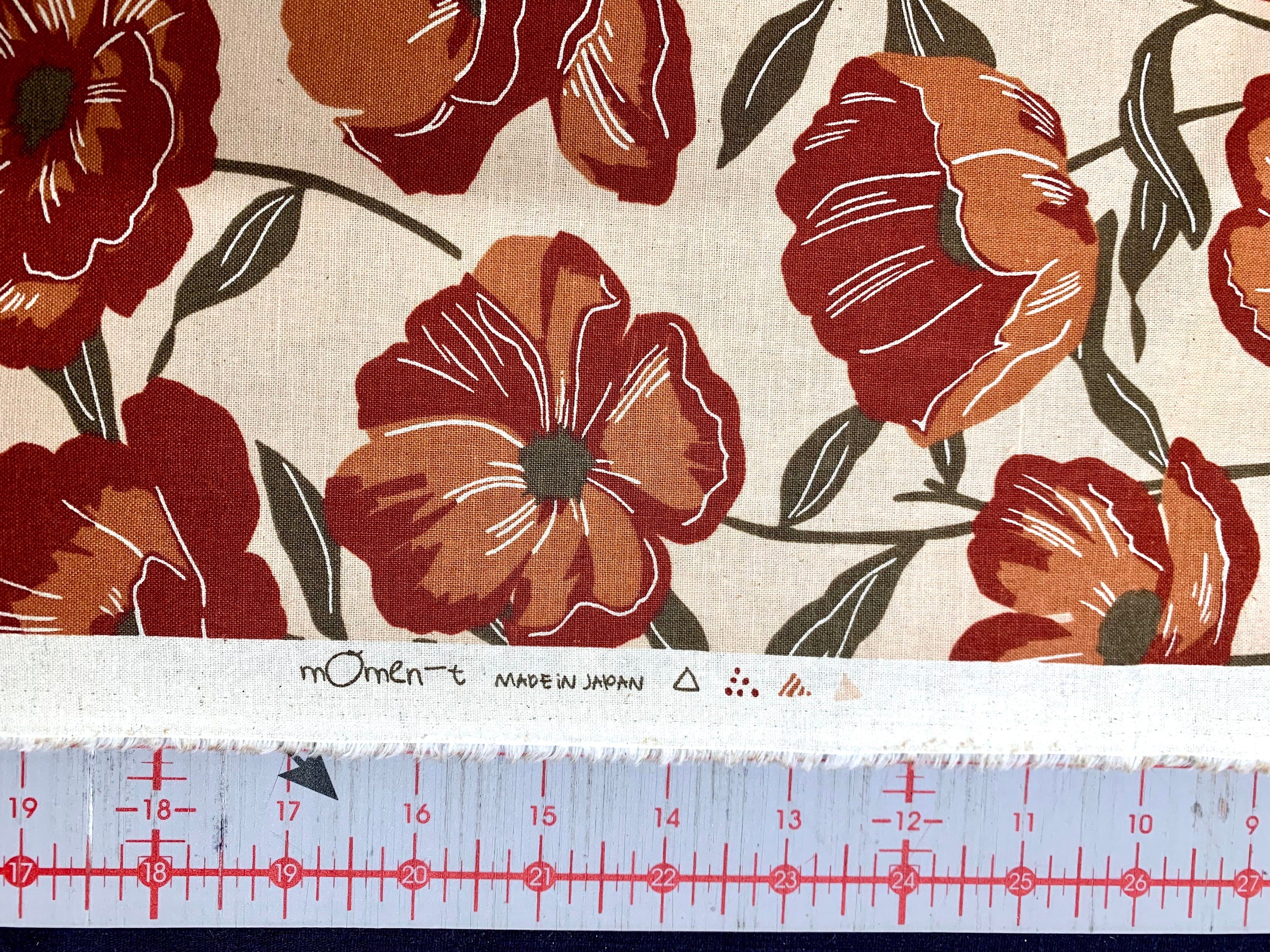 Koizumi Momen-t Fall Flowers cotton linen fabric 142-1283-A2 beige russet