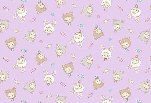 QuiltGate - PRE-CUT Animal Hats Puni Puni Candy Cotton Fabric Fat Quarter