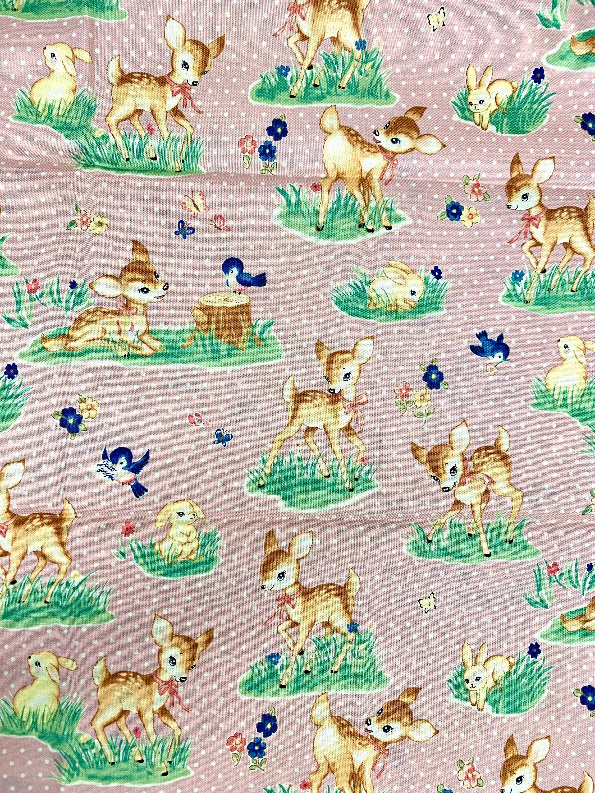 Cosmo - PRE-CUT Un/Nö Delightful Deer Cotton Fabric - Pink