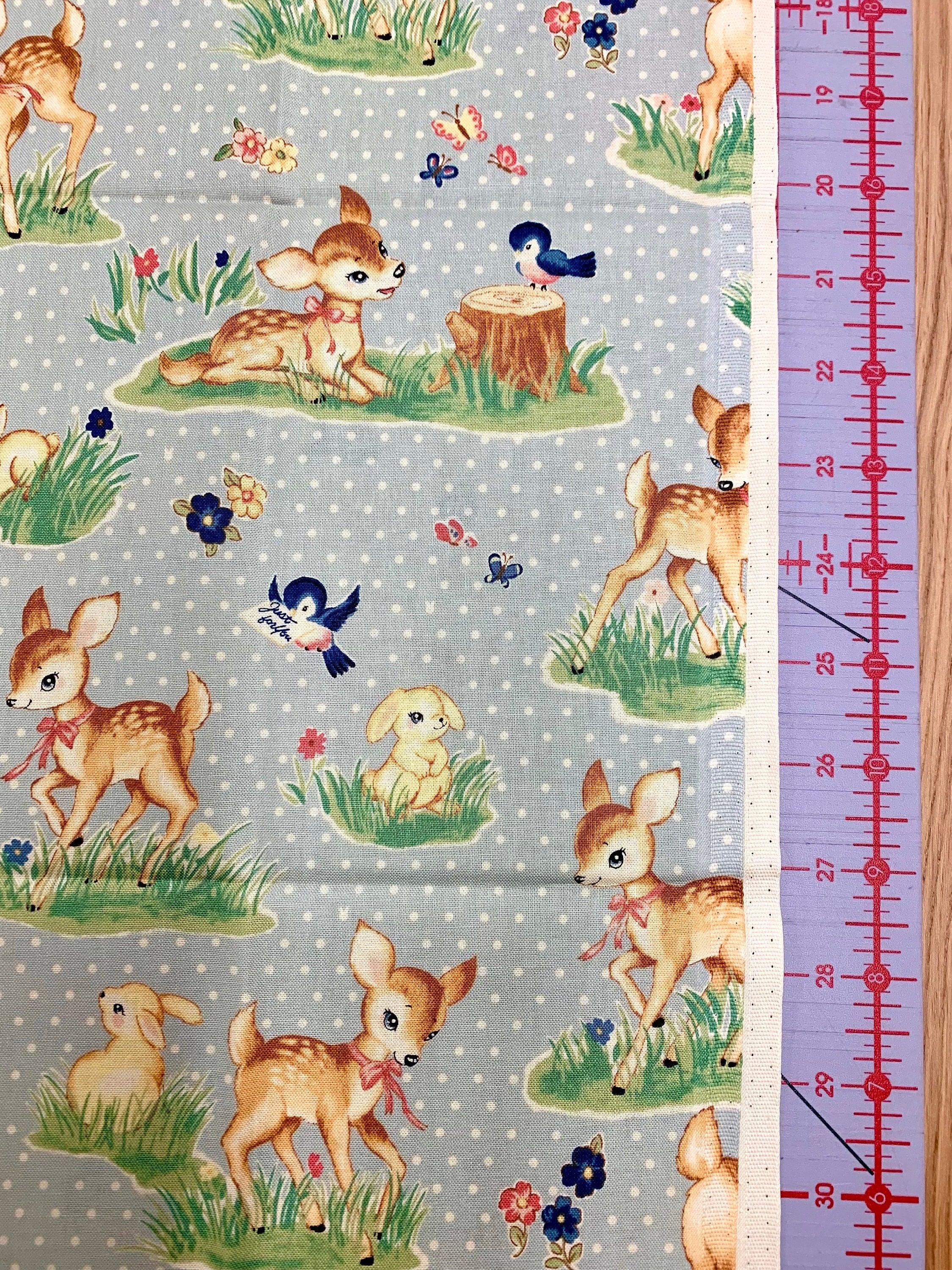 Cosmo - PRE-CUT Un/Nö Delightful Deer Cotton Fabric - Slate Blue Green