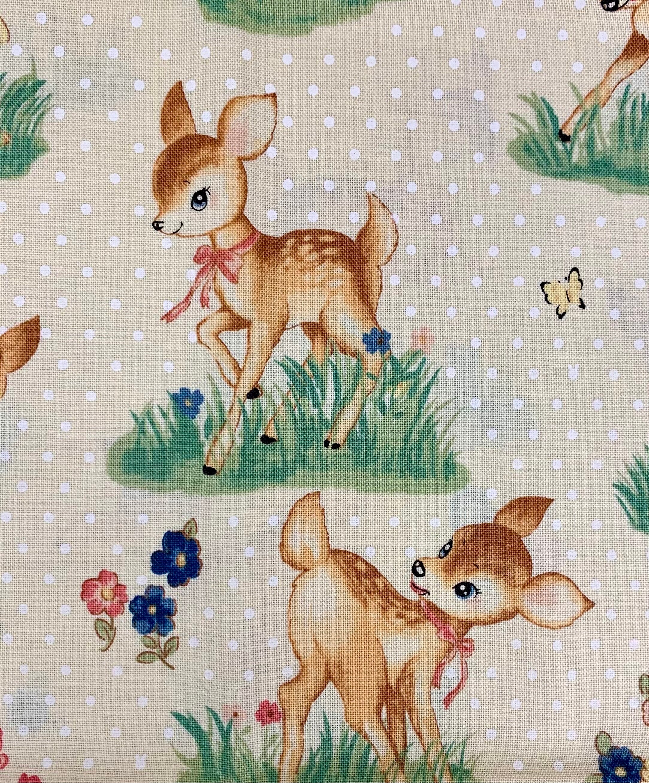 PRE-CUT Cosmo un/nö Delightful Deer cotton fabric yellow