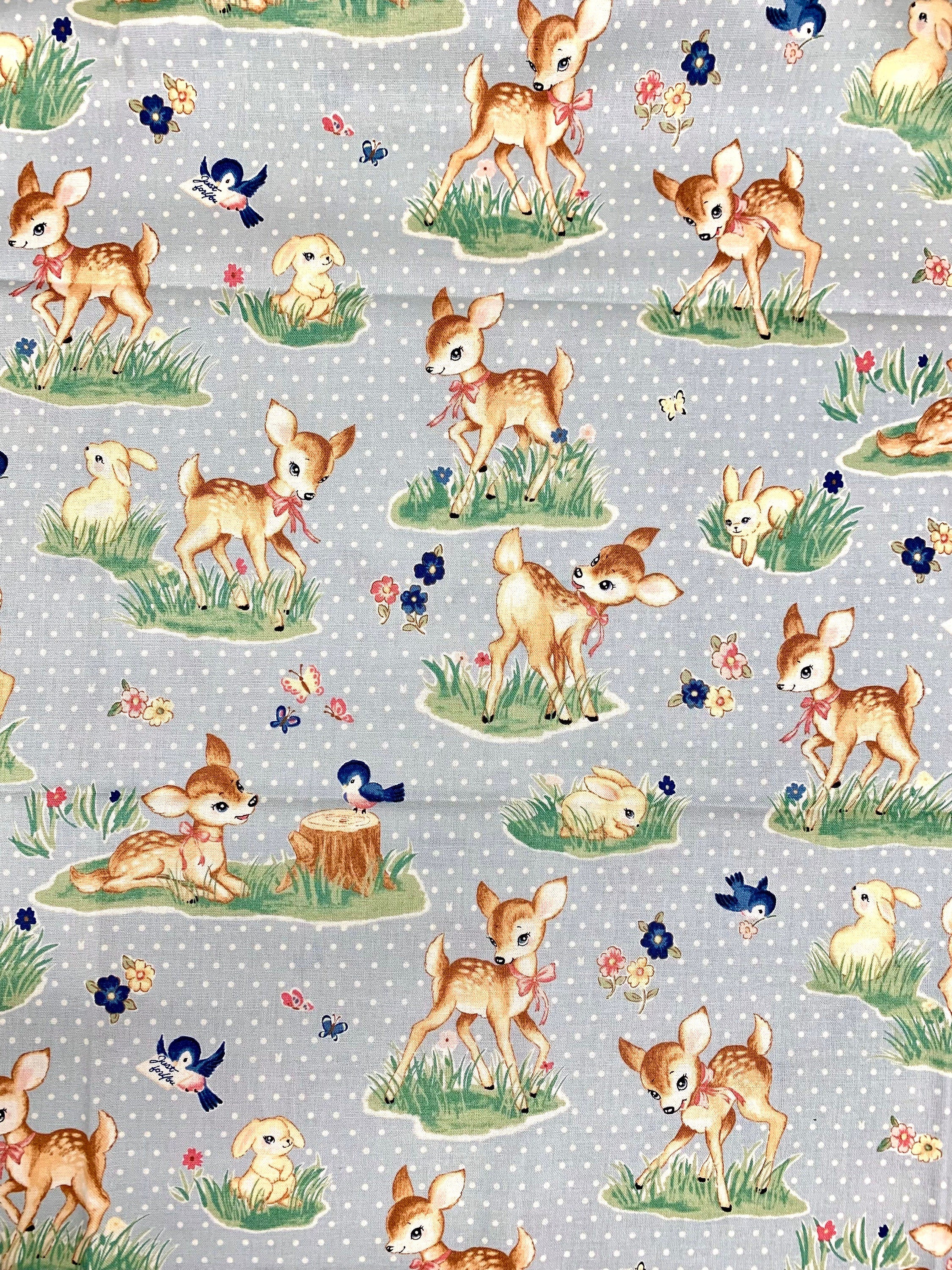 Cosmo - PRE-CUT Un/Nö Delightful Deer Cotton Fabric - Slate Blue Green