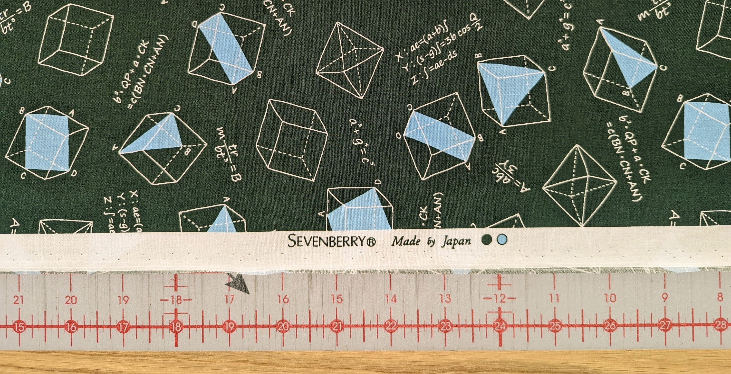 Sevenberry - SALE Geometry Cotton Fabric - Green Blue