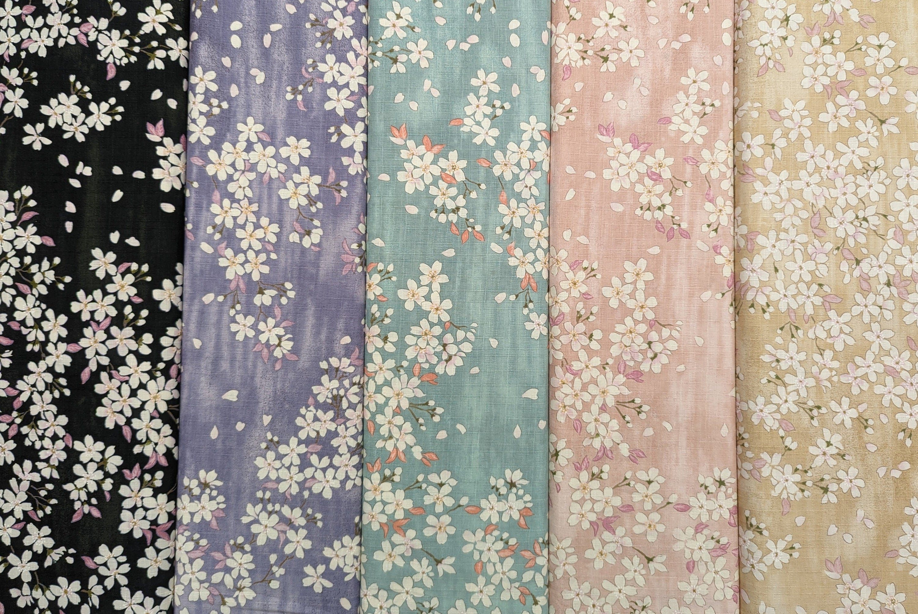 Sakura Blossoms Kobayashi Japanese dobby cotton fabric KTS-6850-D purple