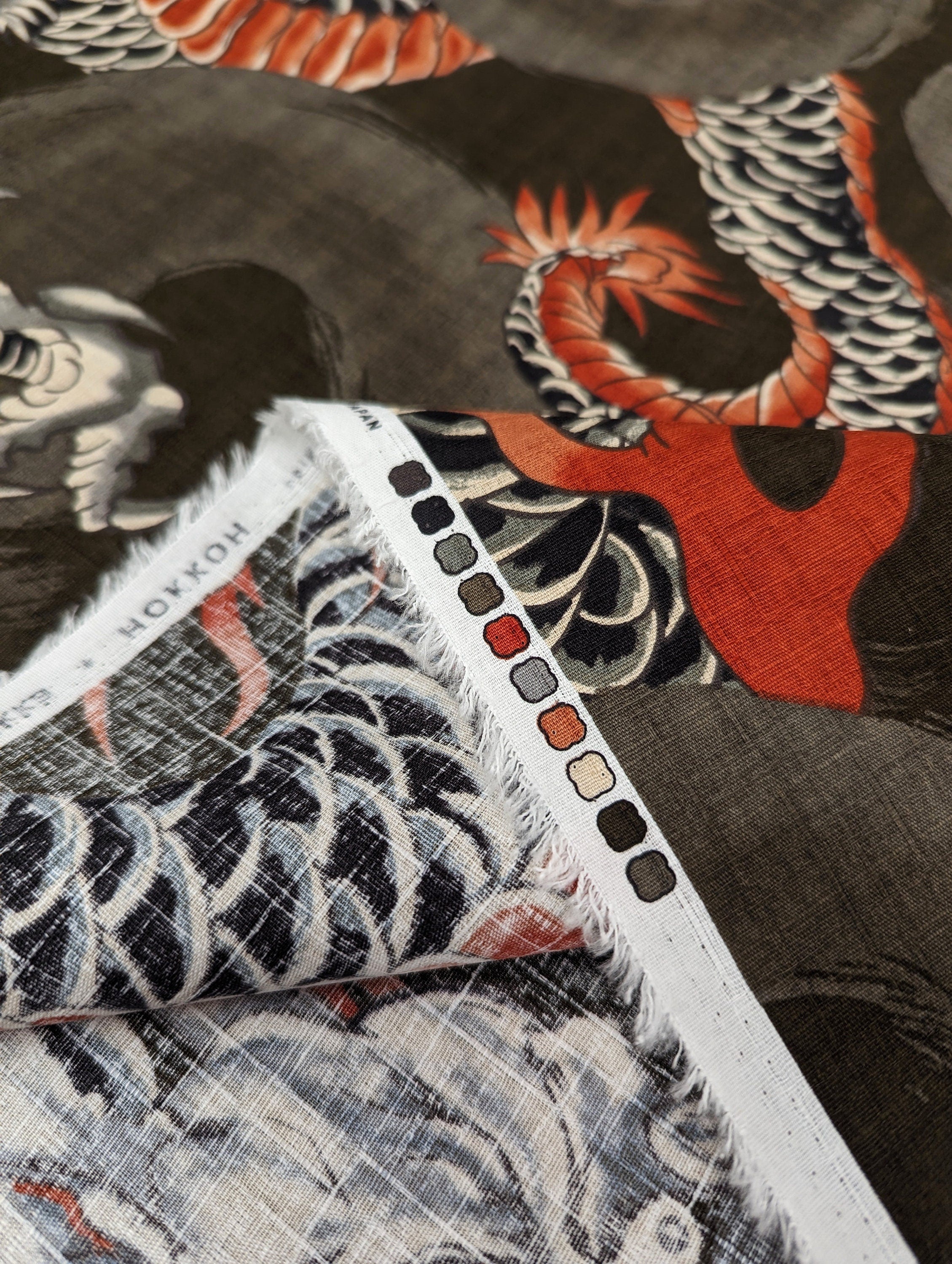 Hokkoh - REMNANT Half Yard Stormy Dragons Cotton Dobby - Brown