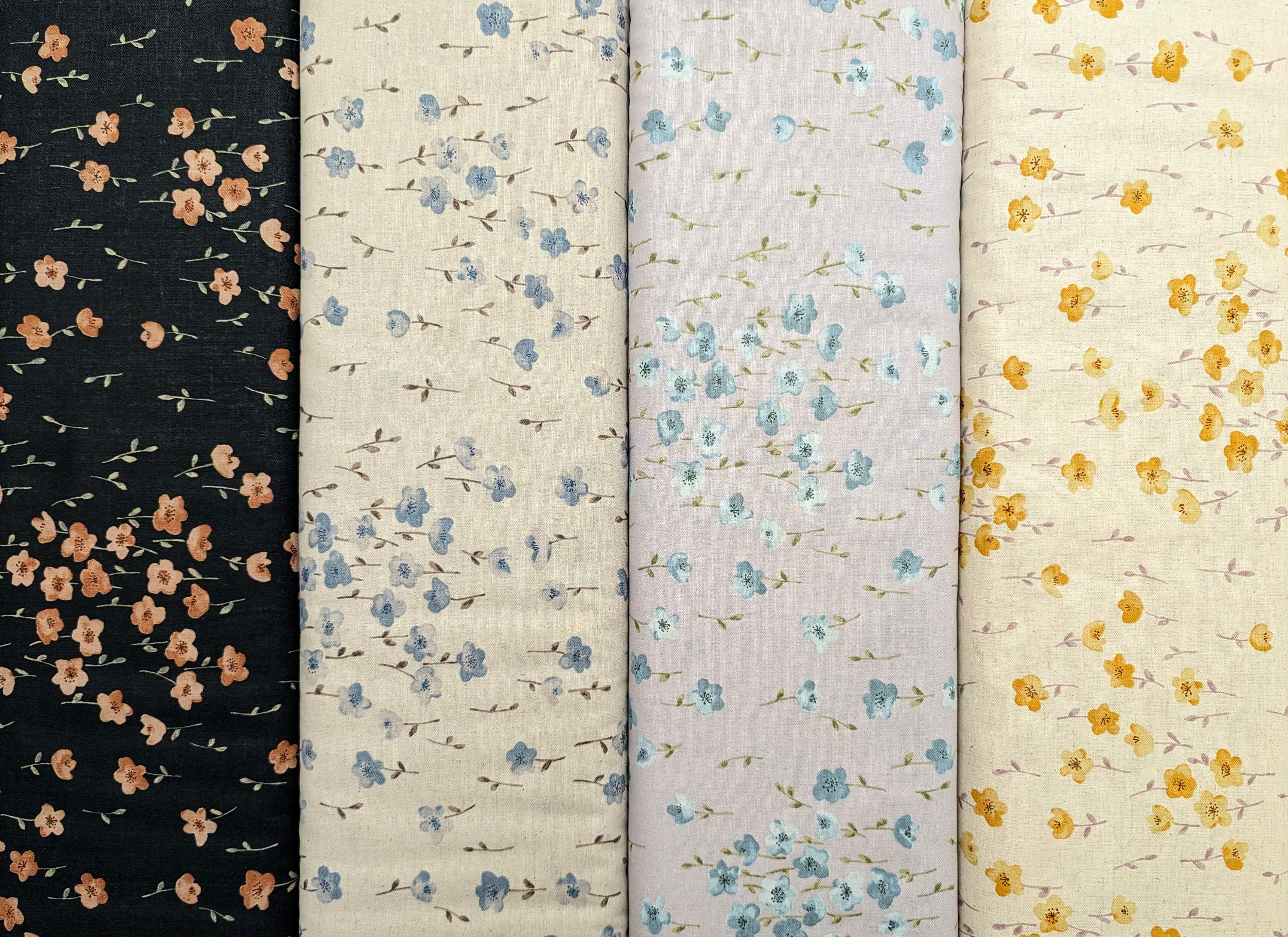 Meadow Flowers Koizumi Japanese cotton linen blend fabric 142-1293-B3 gray