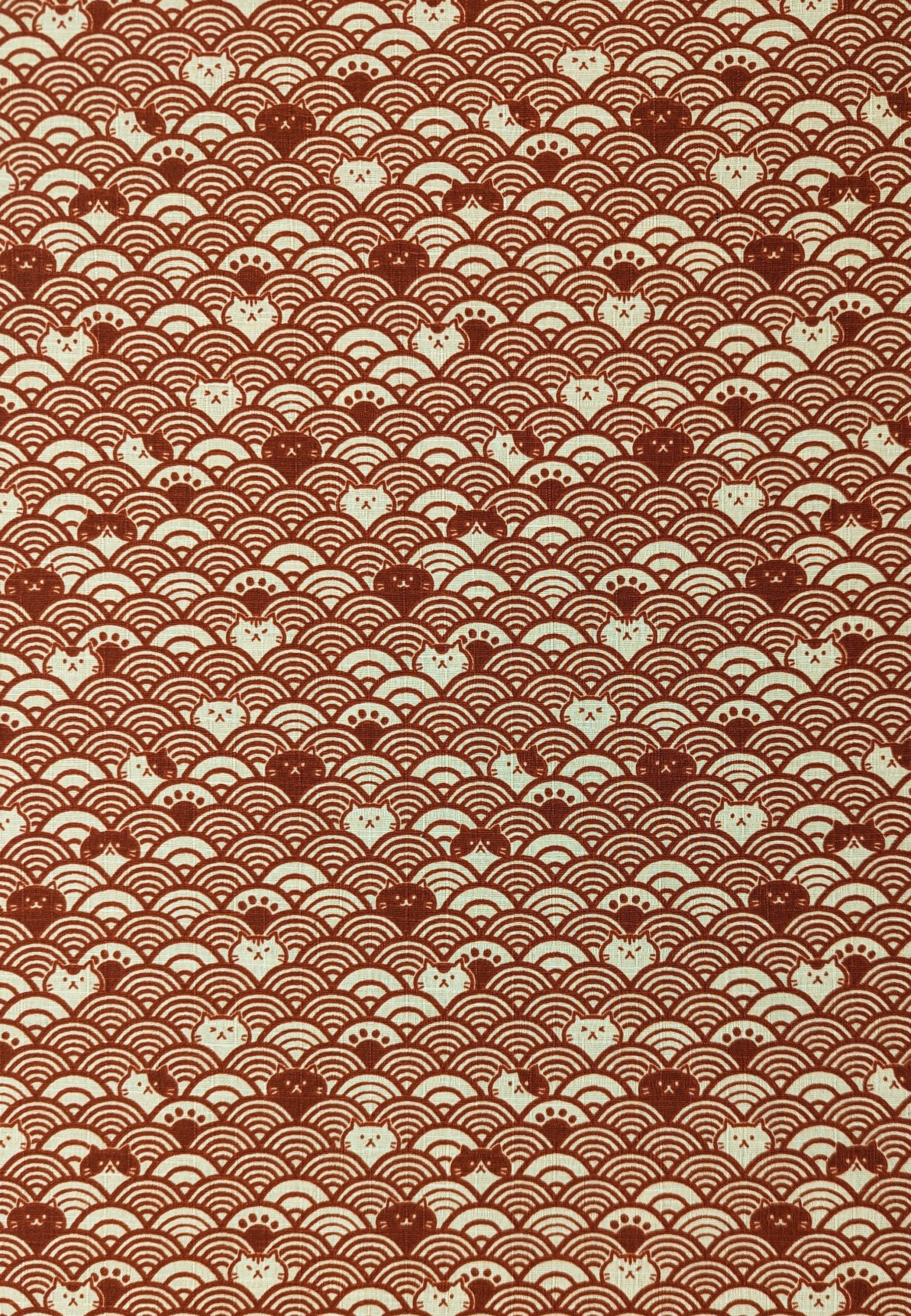 Waves with Cats Cosmo Japanese cotton dobby fabric AP41903-2A red