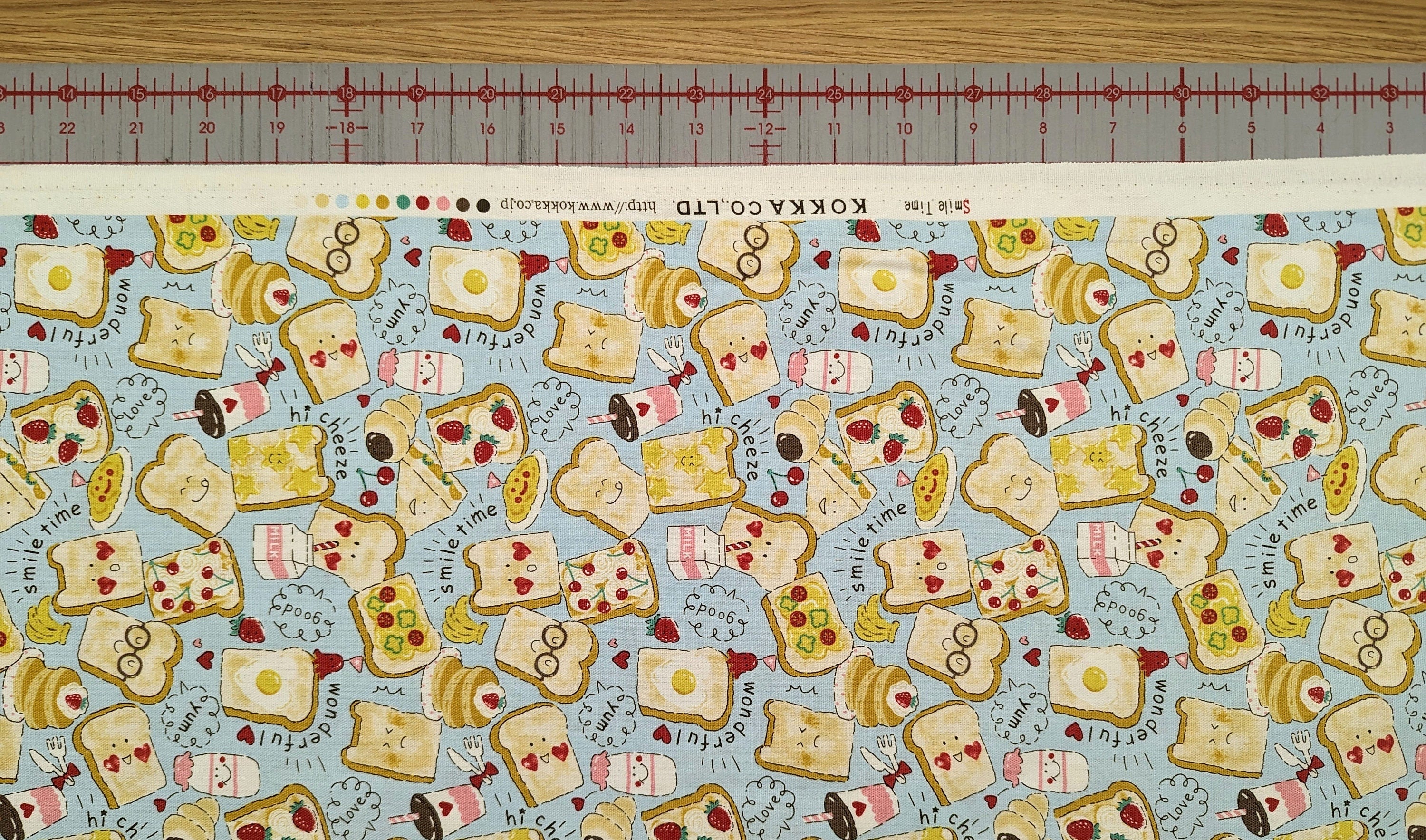 Happy Toast Japanese Oxford cotton canvas fabric YPA-39030-C light blue