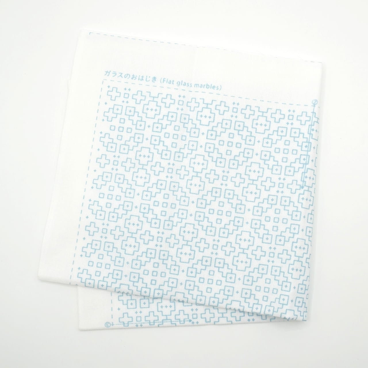 Daruma - Flat Glass Marbles Cotton Sashiko Fukin Sampler Cloth - White