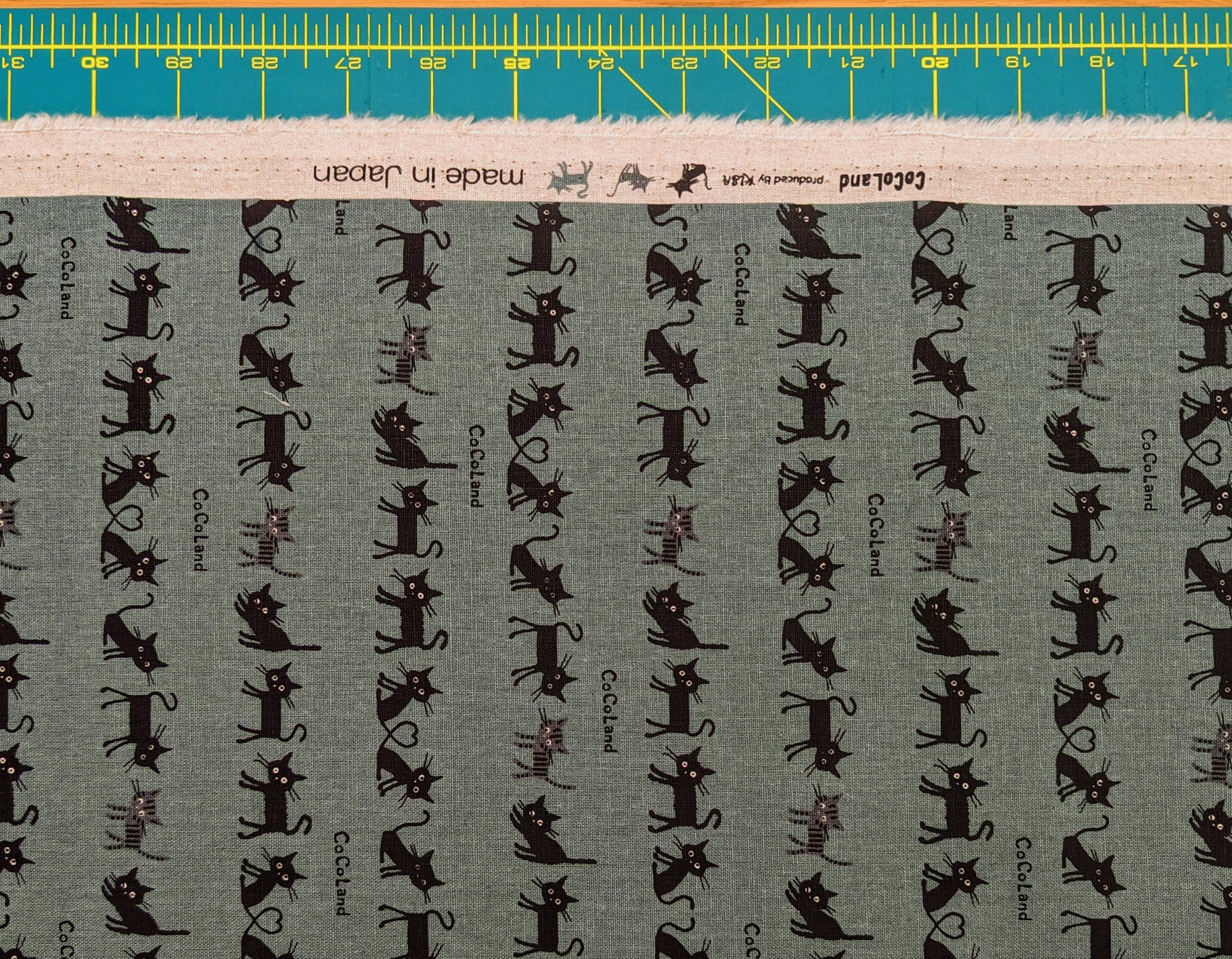 Cocoland Mini Cat Japanese oxford cotton linen canvas H-CO-10016-1-C rustic teal