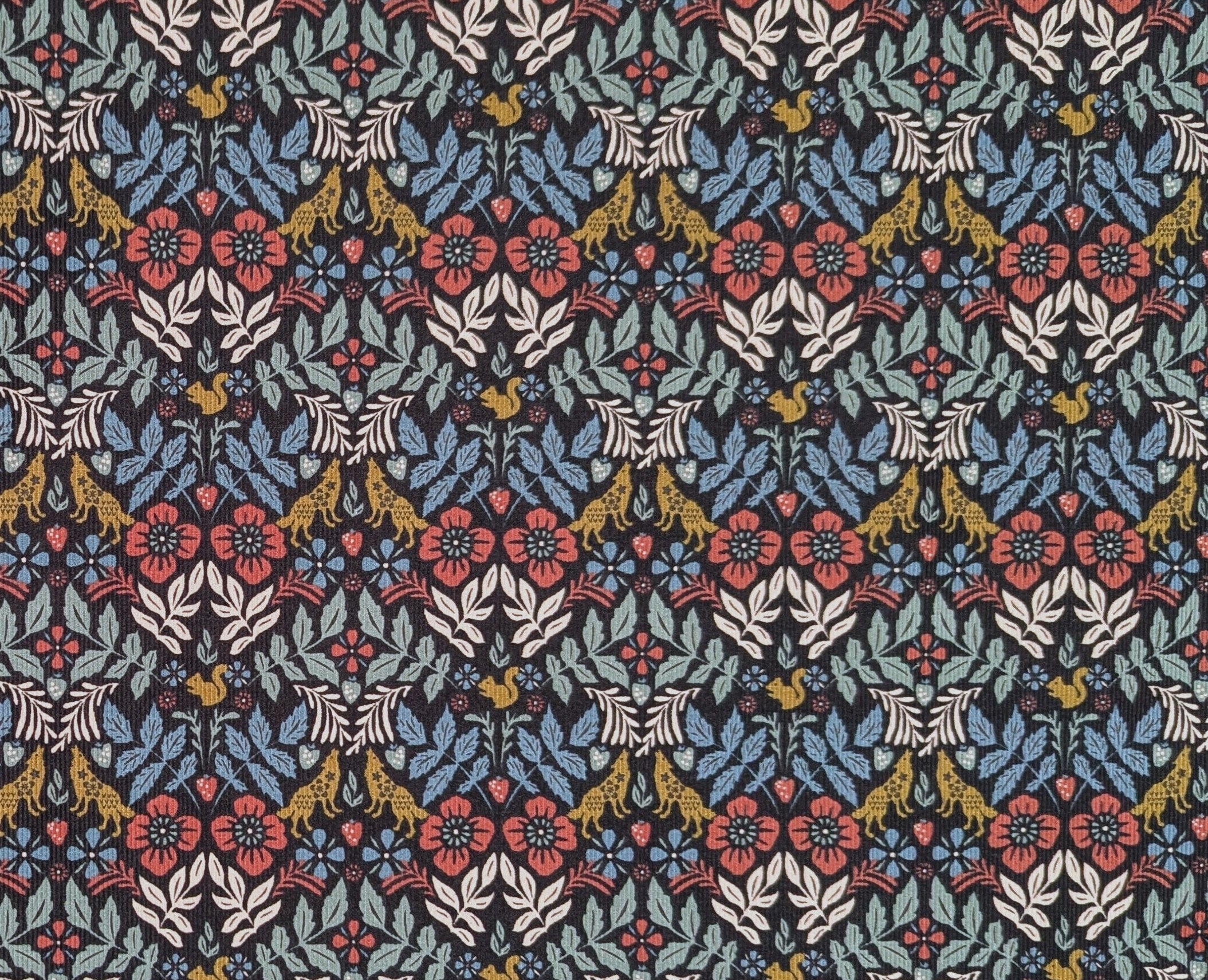 Kokka - Howling Woodland Cotton Needlecord Corduroy - Black