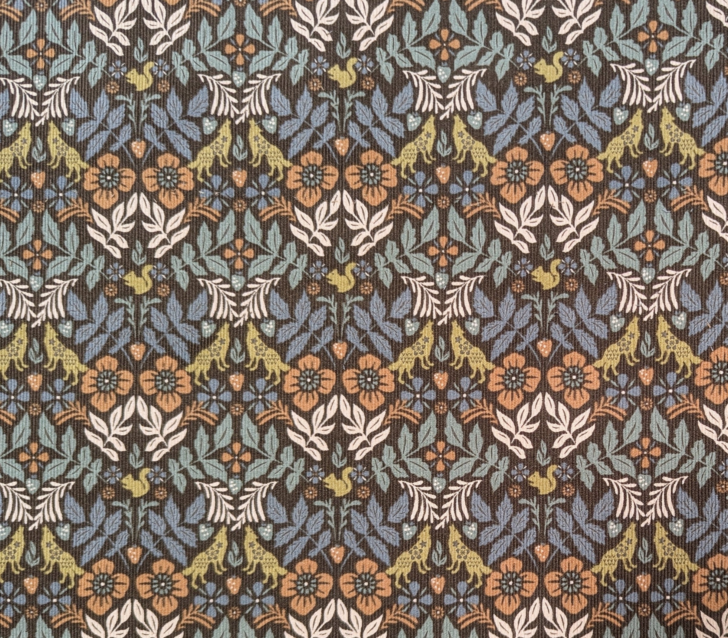 Kokka - Howling Woodland Cotton Needle Cord Corduroy - Brown