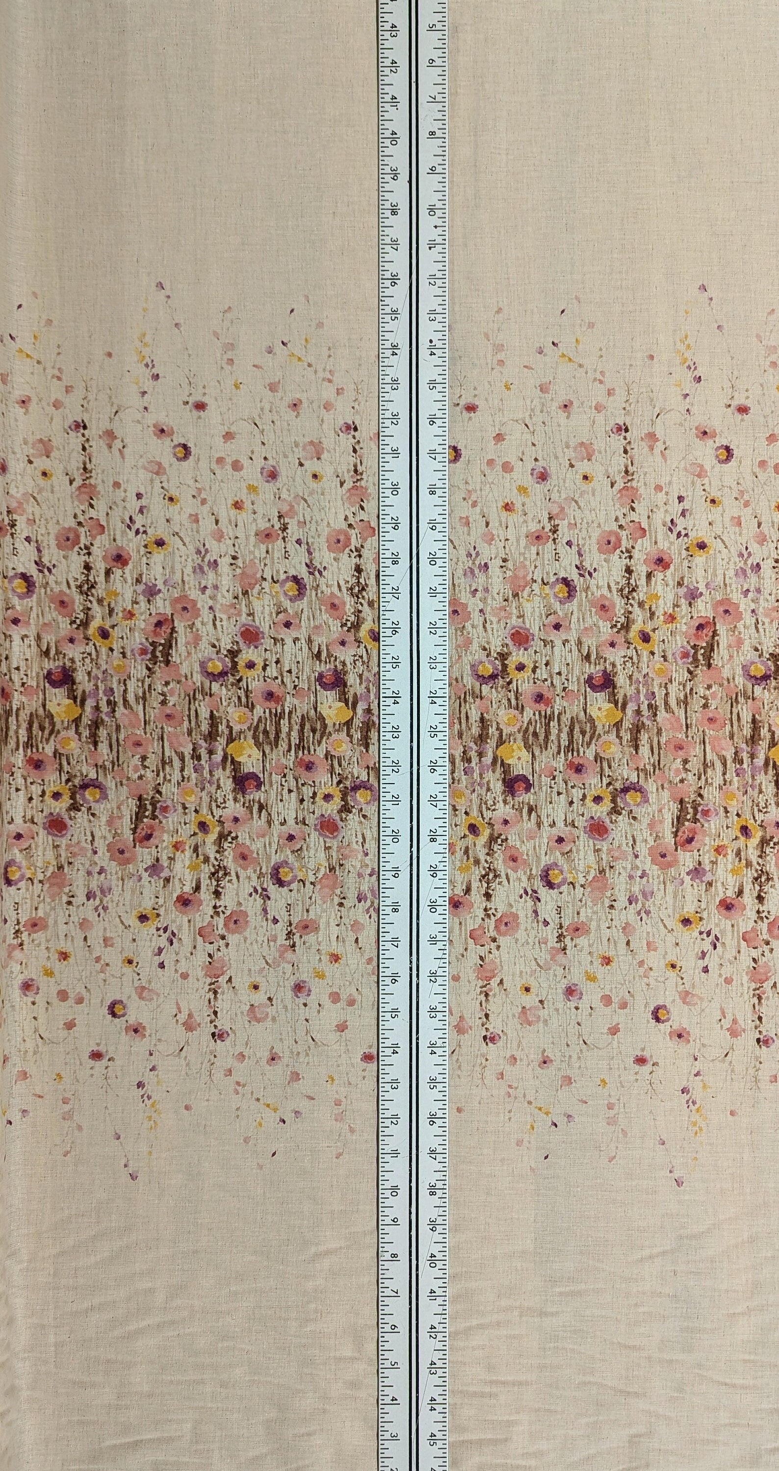 Watercolor Meadows Kokka Japanese cotton linen fabric YFA-41040-1 A red