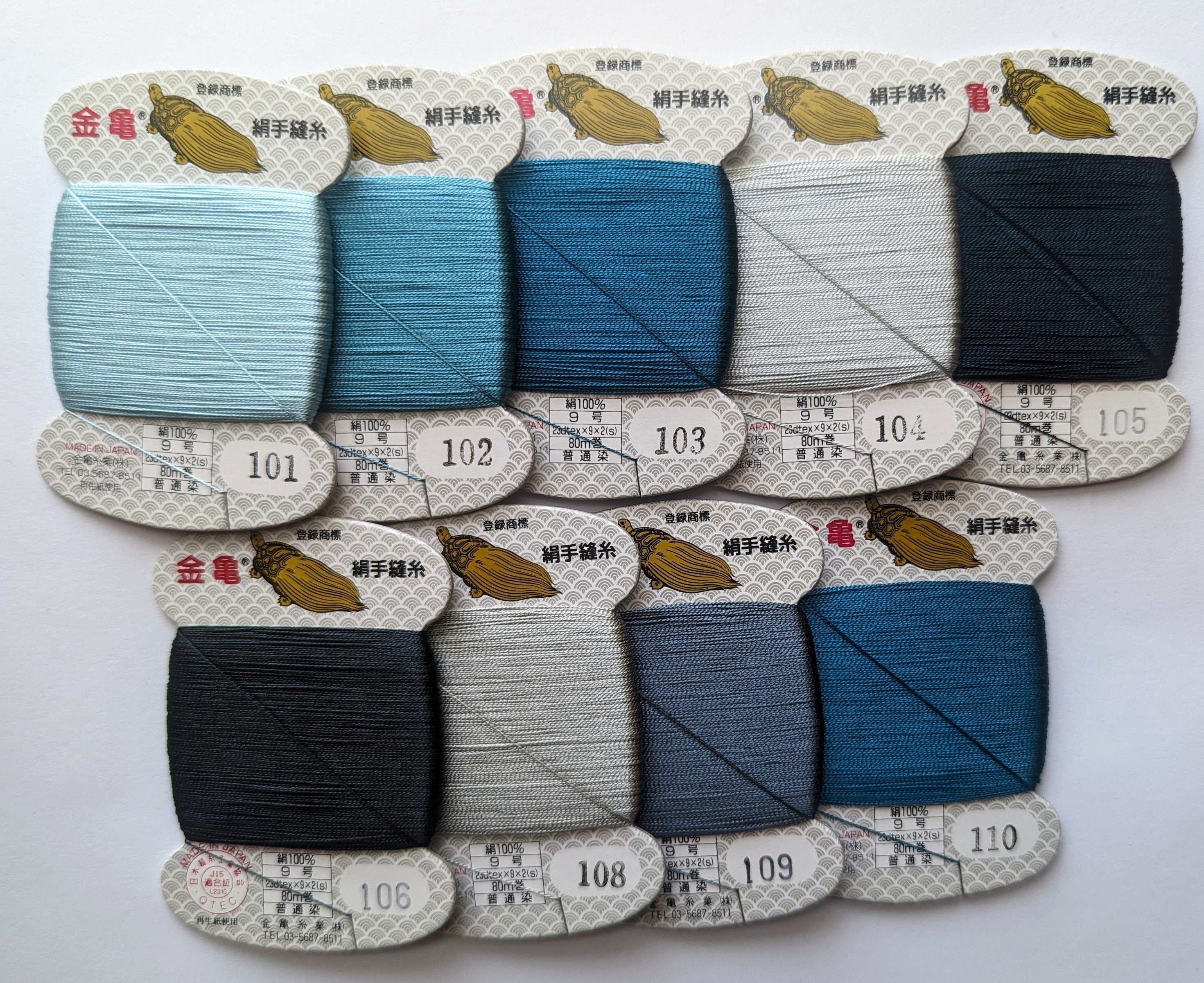 Kinkame - Silk Hand Sewing Thread 80m Card - Color #102 Dark Turquoise