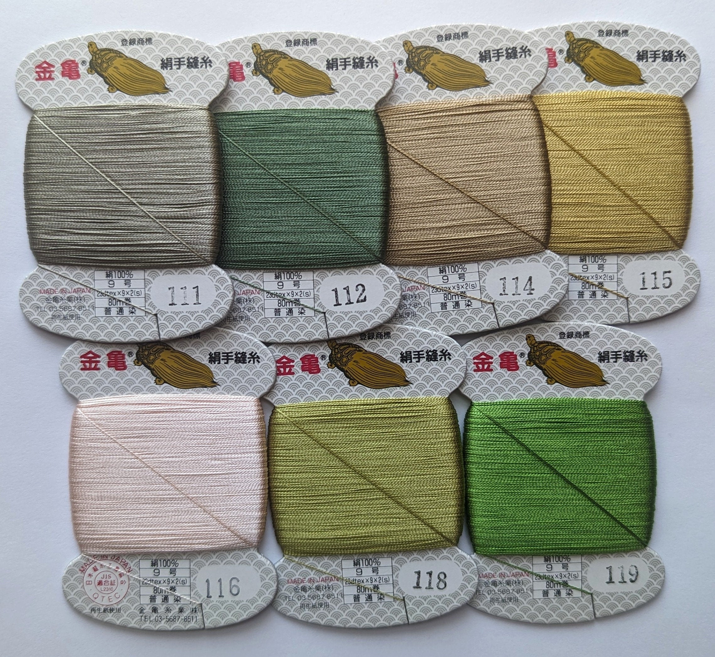 Kinkame - Silk Hand Sewing Thread 80m Card - Color #118 Oakmoss