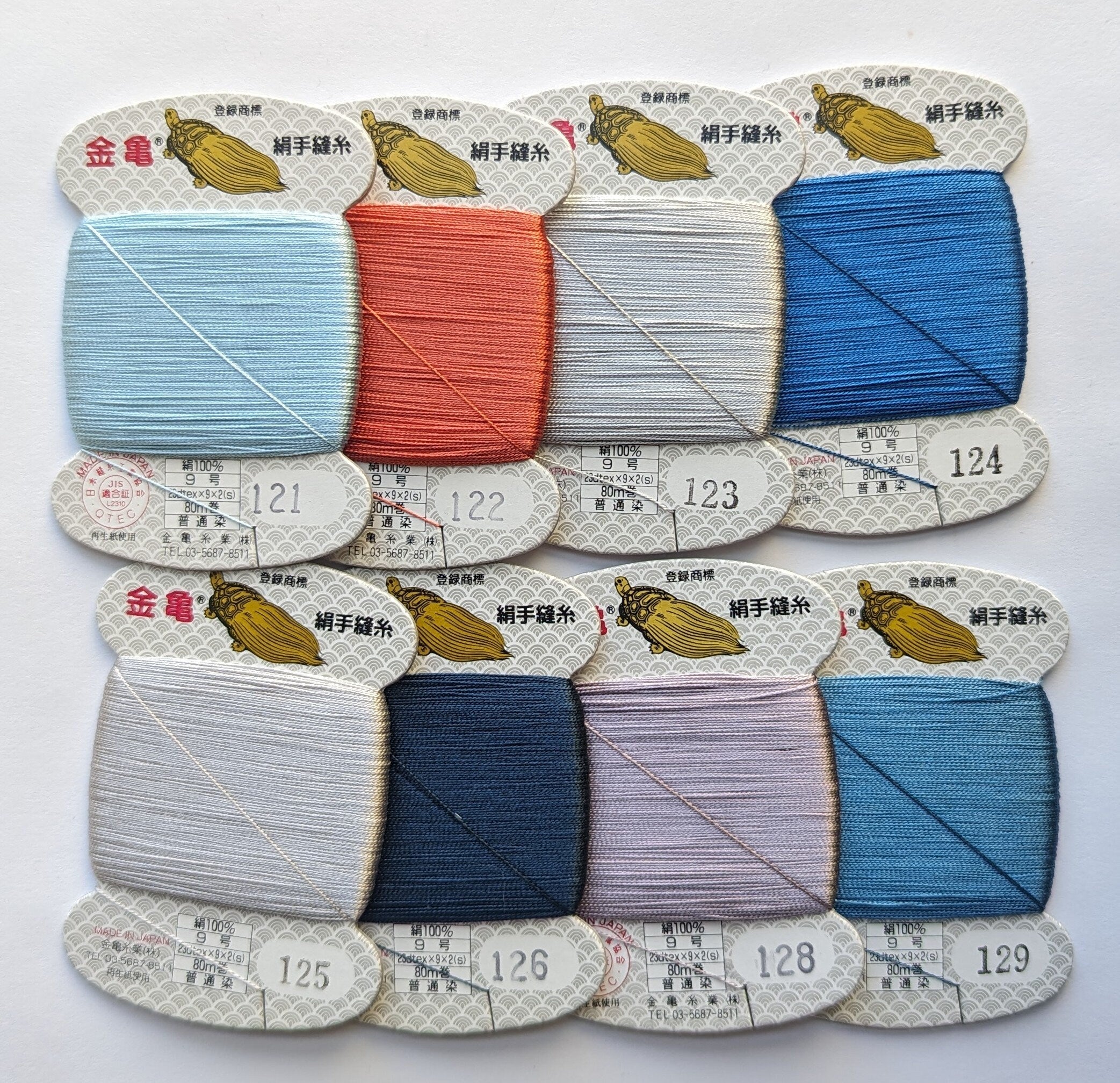Kinkame - Silk Hand Sewing Thread 80m Card - Color #124 Cobalt Stone