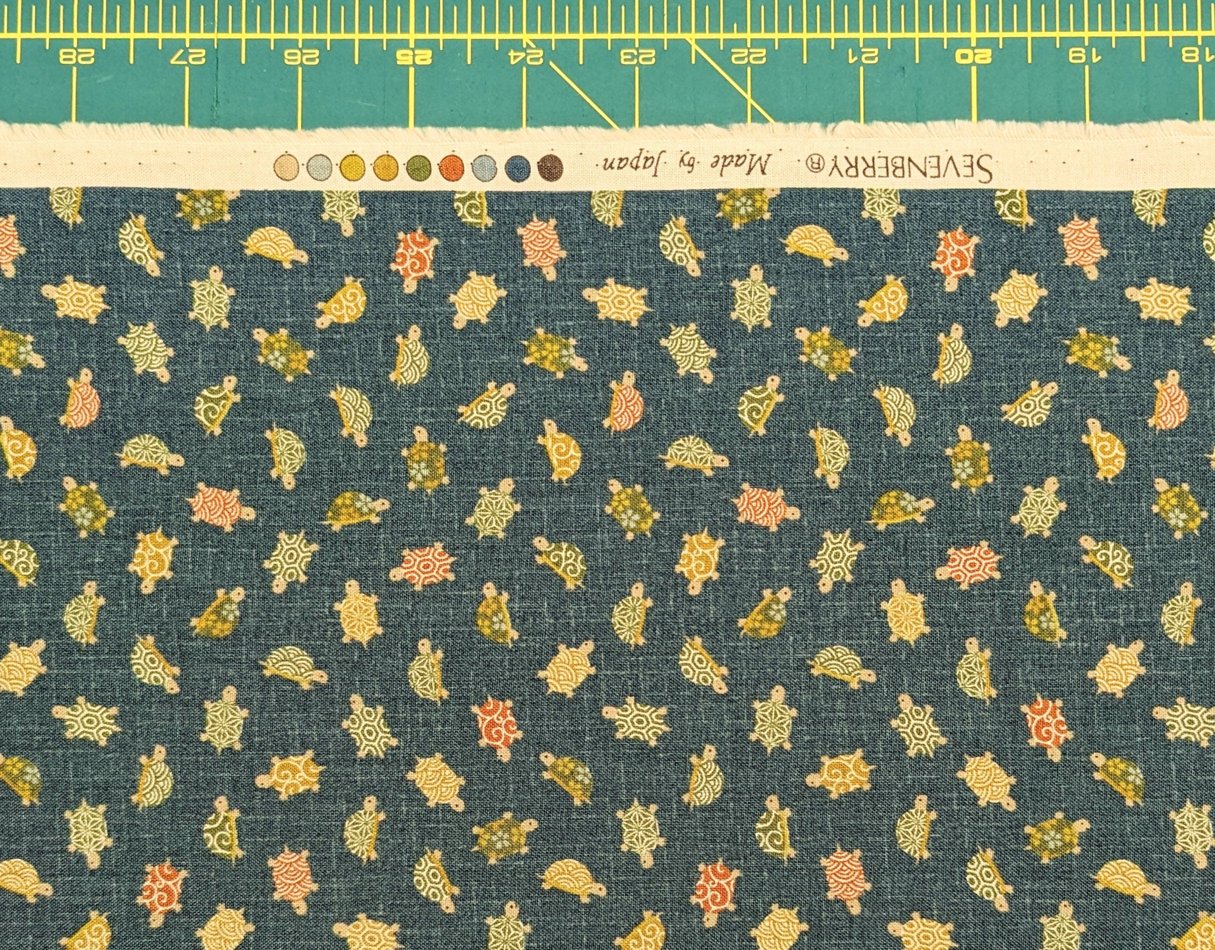 Sevenberry Patterned Turtles Japanese cotton fabric 88234-3-2 teal