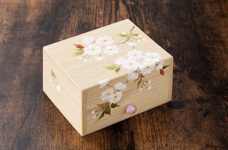 Tulip - Oharibako Sewing Box in Paulownia Wood - Deluxe Set