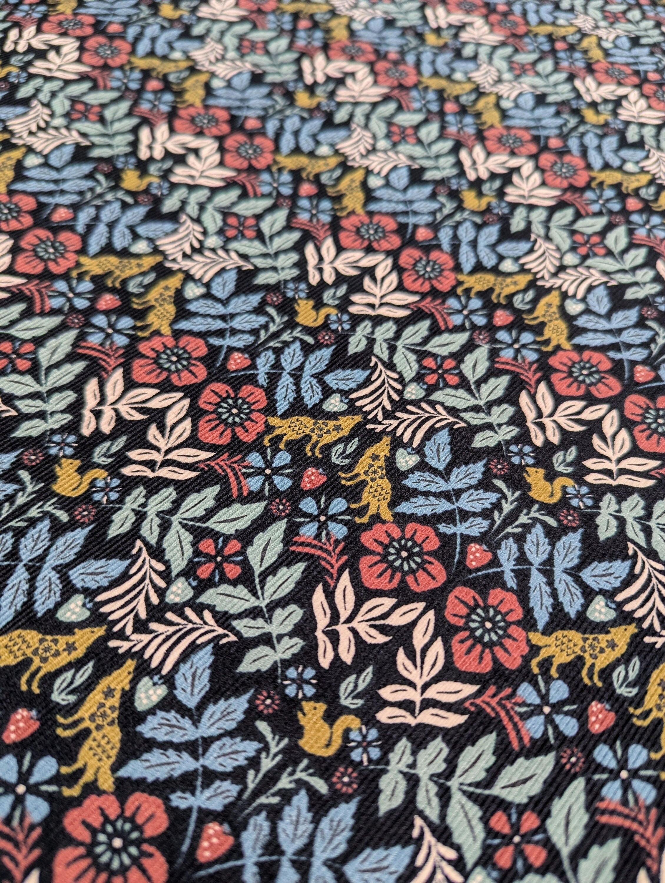 Kokka - Howling Woodland Cotton Needlecord Corduroy - Black