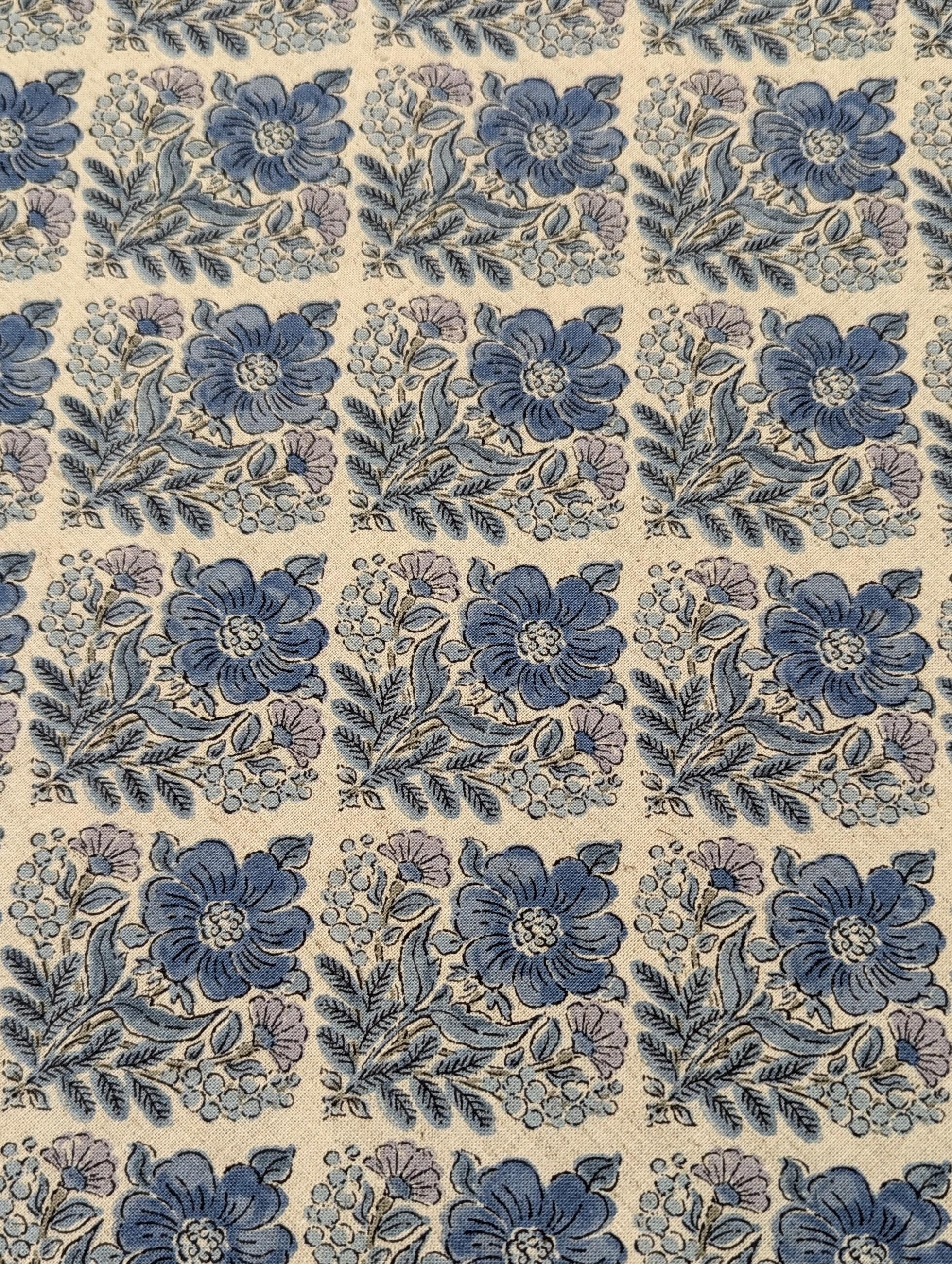 Flower Diamonds Kokka Japanese cotton linen fabric YGA-69060-2 D blue