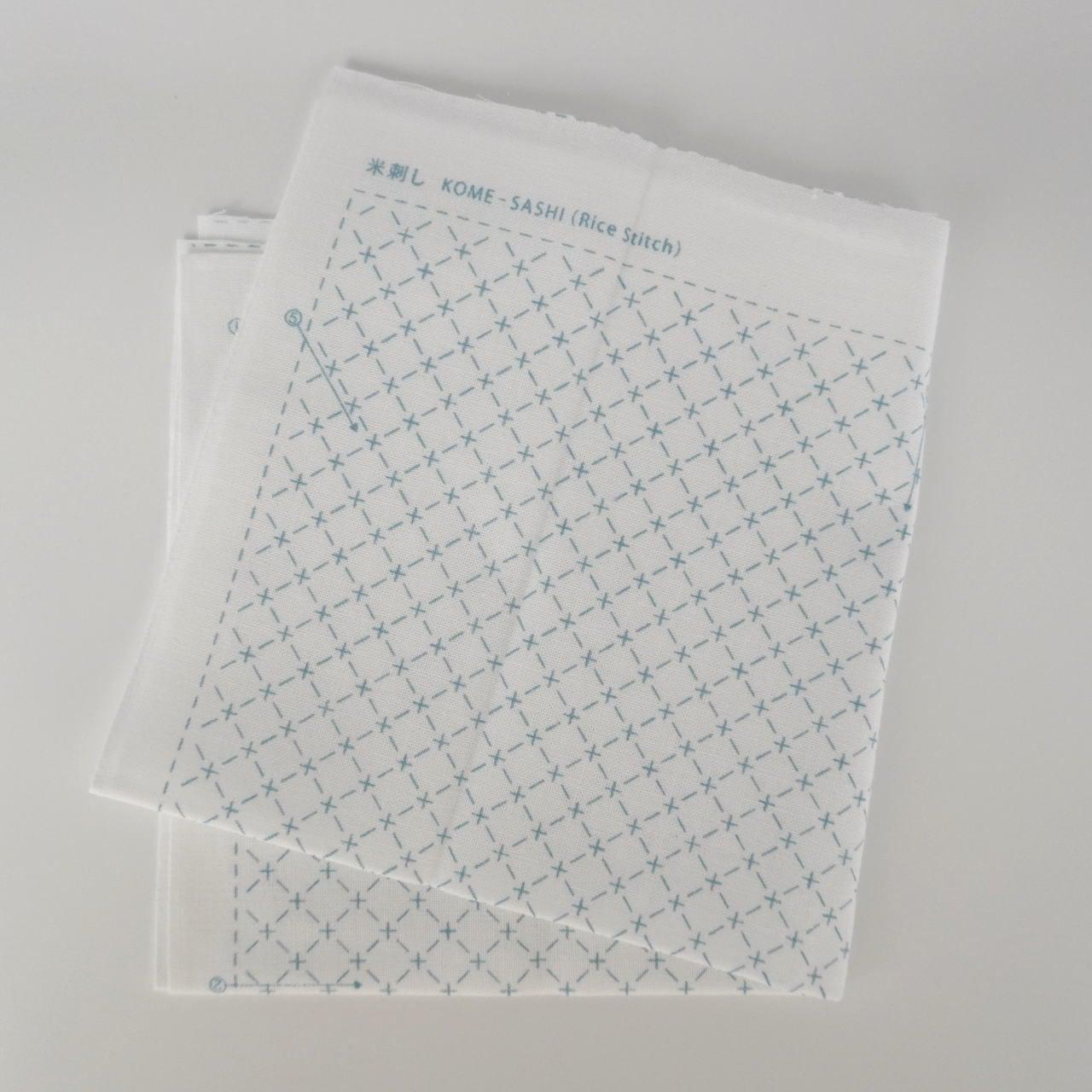 Daruma Rice Sashiko Fukin Japanese cotton sashiko sampler cloth 8430-1105 white