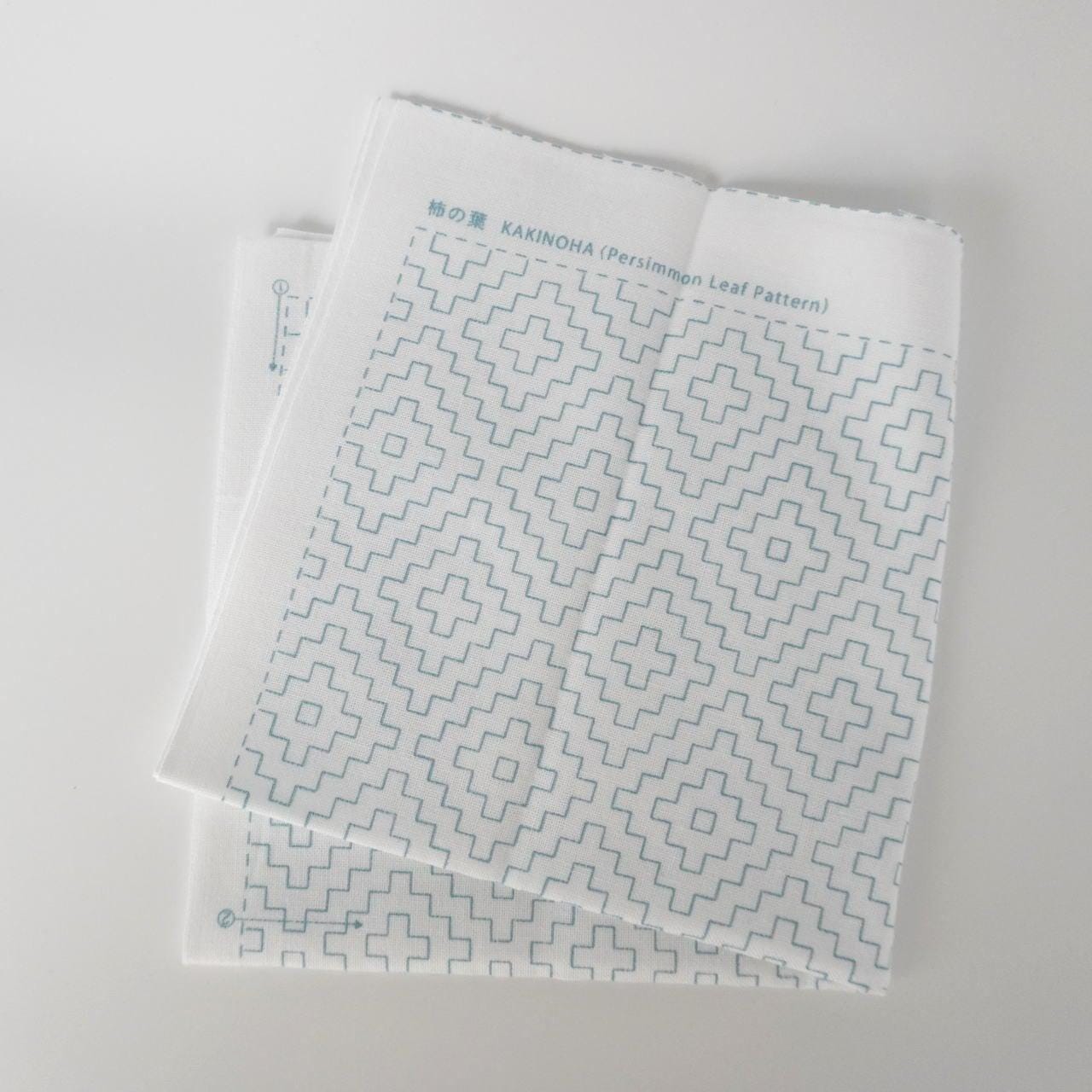 Daruma - Persimmon Leaf Cotton Sashiko Fukin Sampler Cloth - White