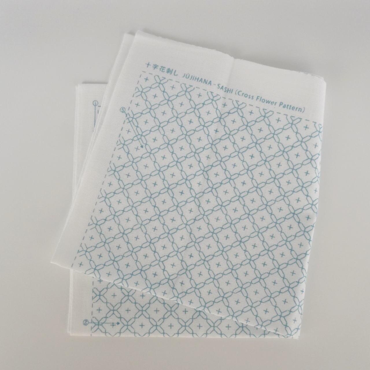 Daruma - Cross Flower Cotton Sashiko Fukin Sampler Cloth - White