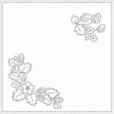Yokota - Strawberry Blossoms Cotton Sashiko Fukin Sampler Cloth - White