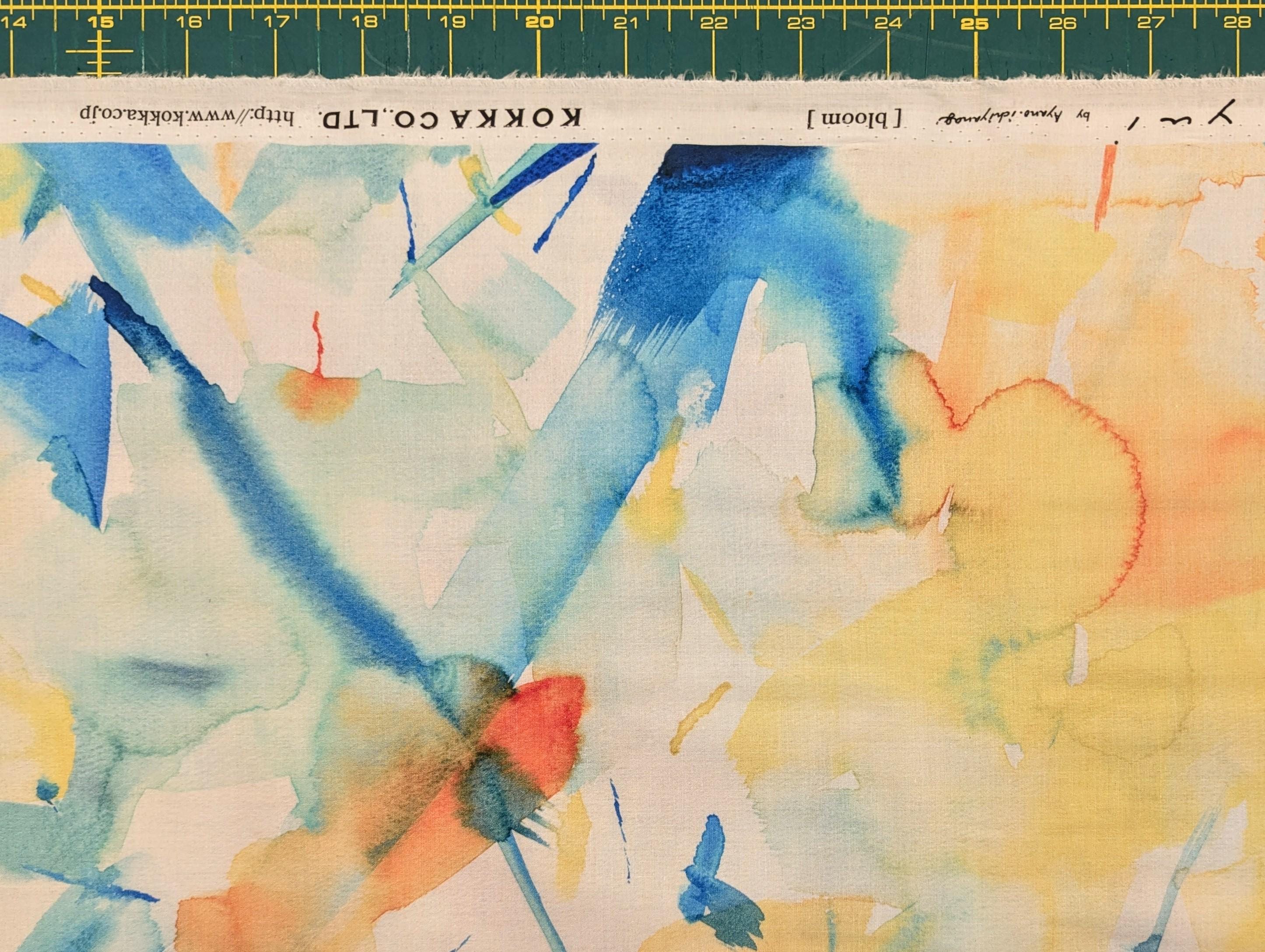 Watercolor Kokka Japanese cotton fabric EGXA-6101-1A abstract brushstrokes