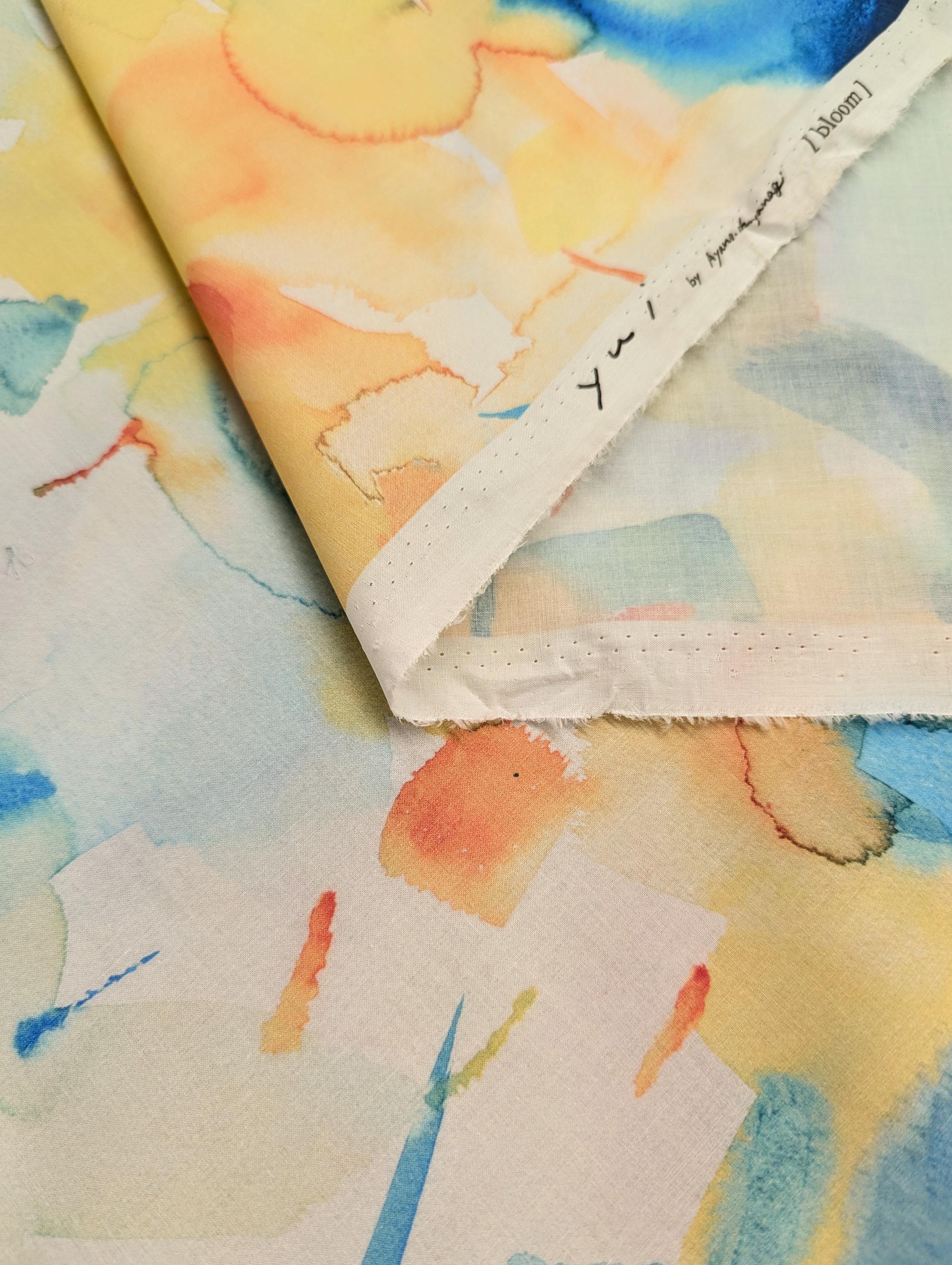 Watercolor Kokka Japanese cotton fabric EGXA-6101-1A abstract brushstrokes
